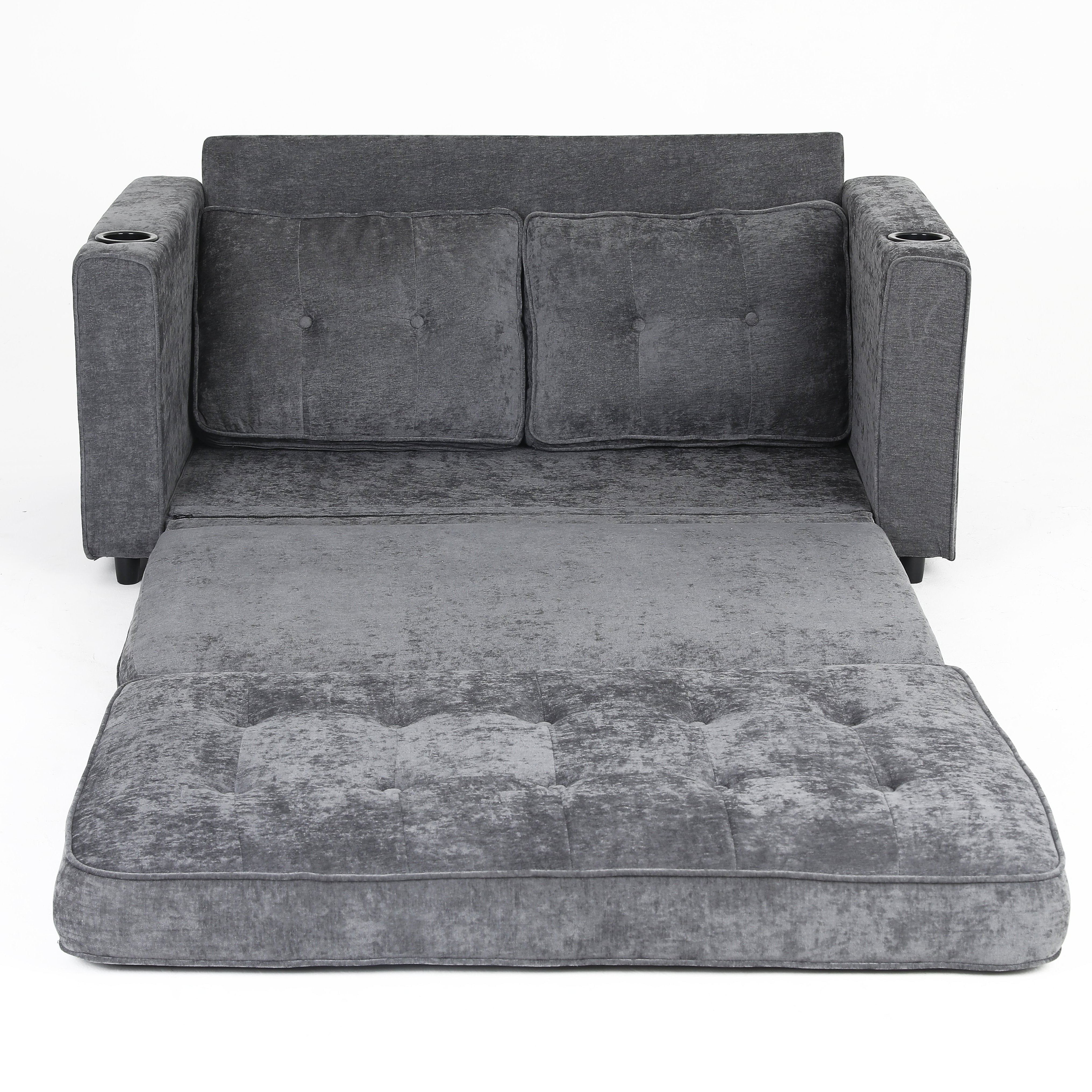 Tribeca 55" Velvet 3 Fold Sofa Bed with Side Pockets