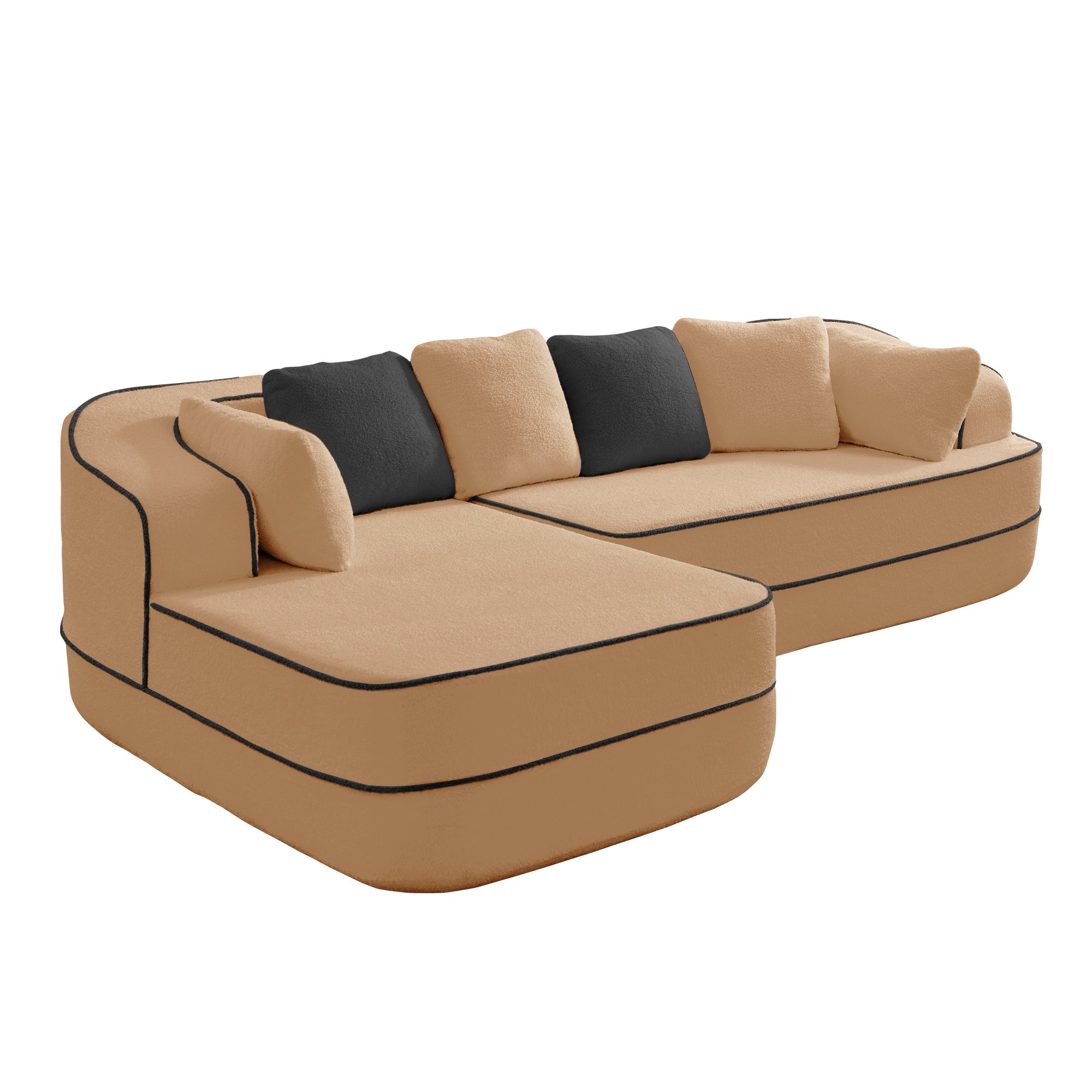 Gilbert 106" Teddy Fabric Modular Sectional Sofa with Left L-Shaped Chaise