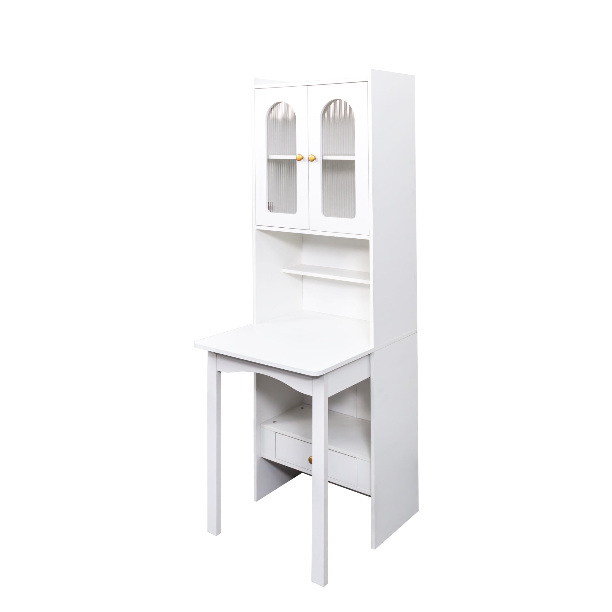 Fold-Out Convertible Writing Table,  Desk Cabinet with shelf and drawer Multi-Function Home Office Workstation