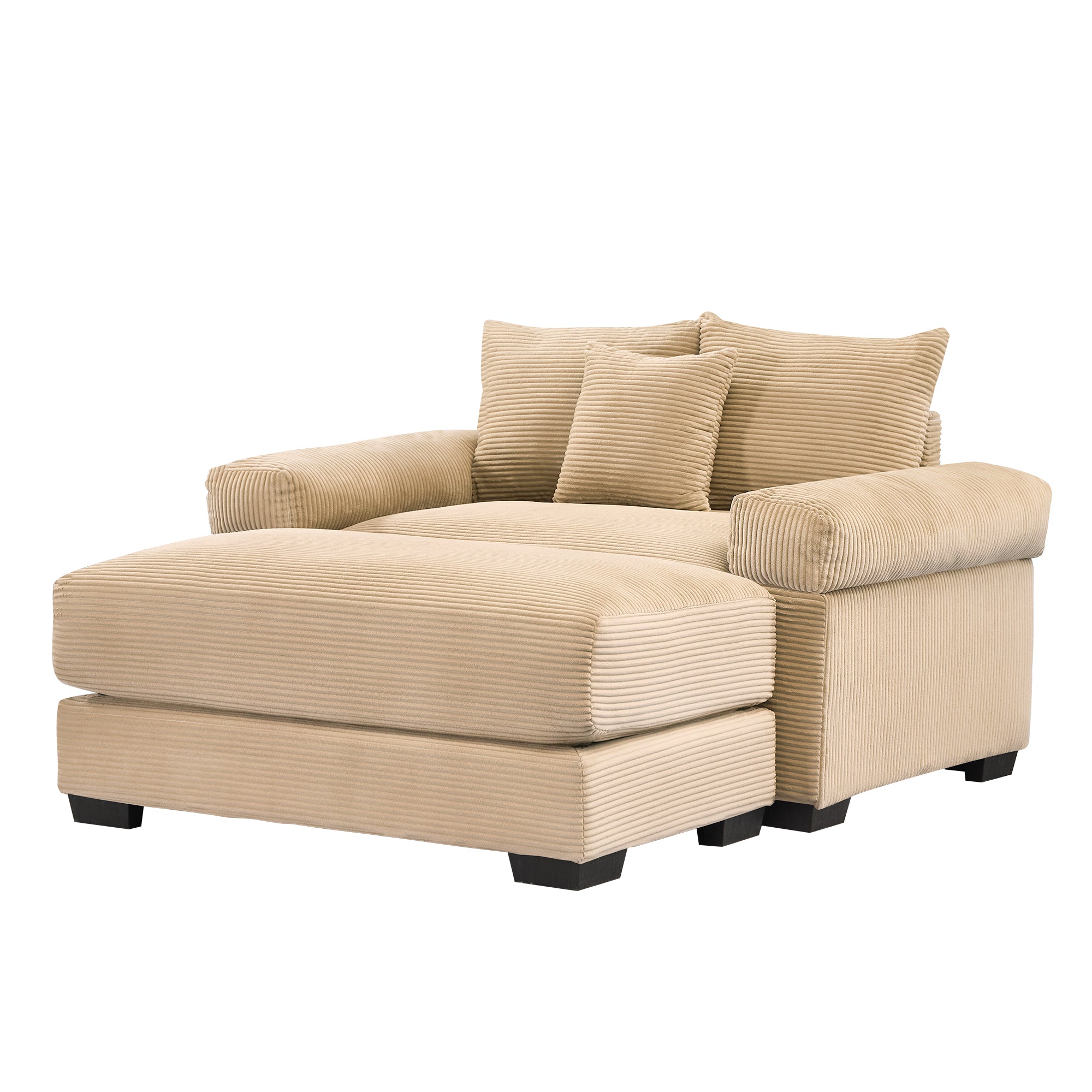 Albany 54" 2 Piece Corduroy Armchair Accent Chair with Ottoman and Extra-Thick Armrests