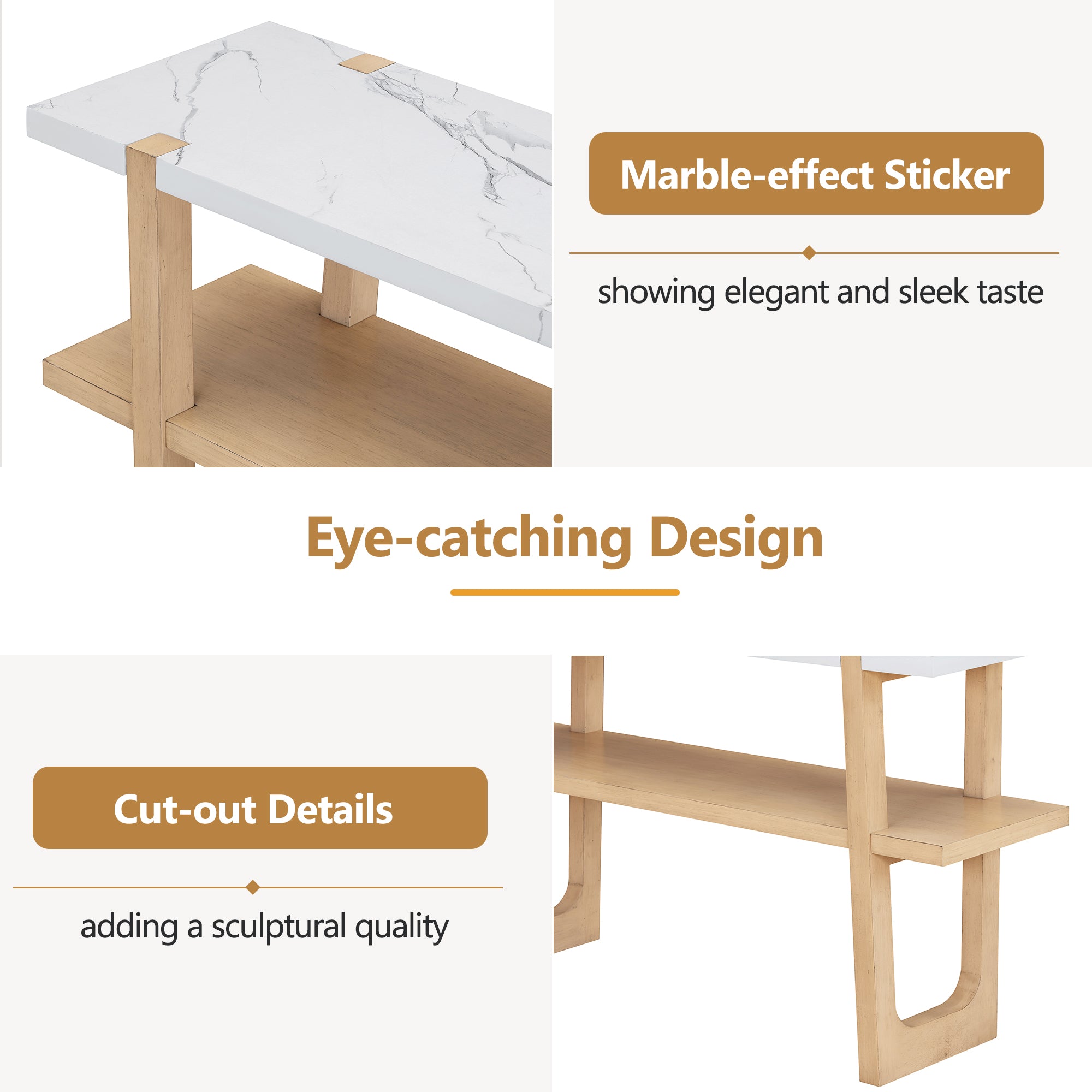 Ravenna Console Table Narrow Entryway Table with Open Shelf, Natural