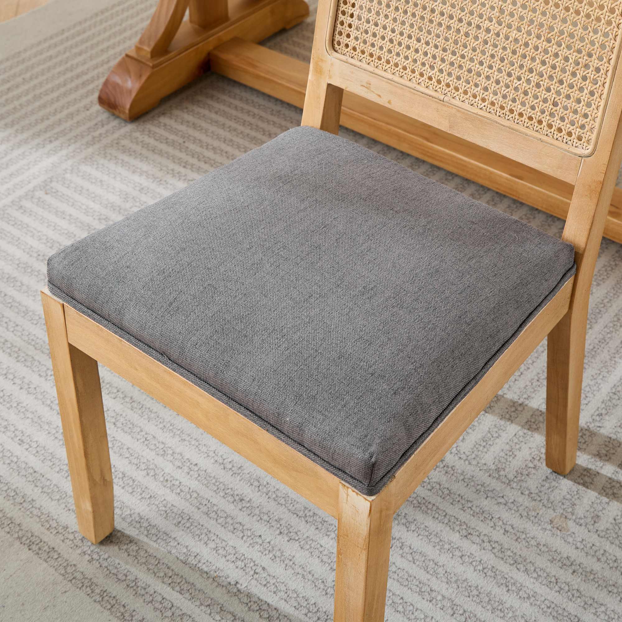 Huron Mid Century Rattan Dining Chairs Set of 2