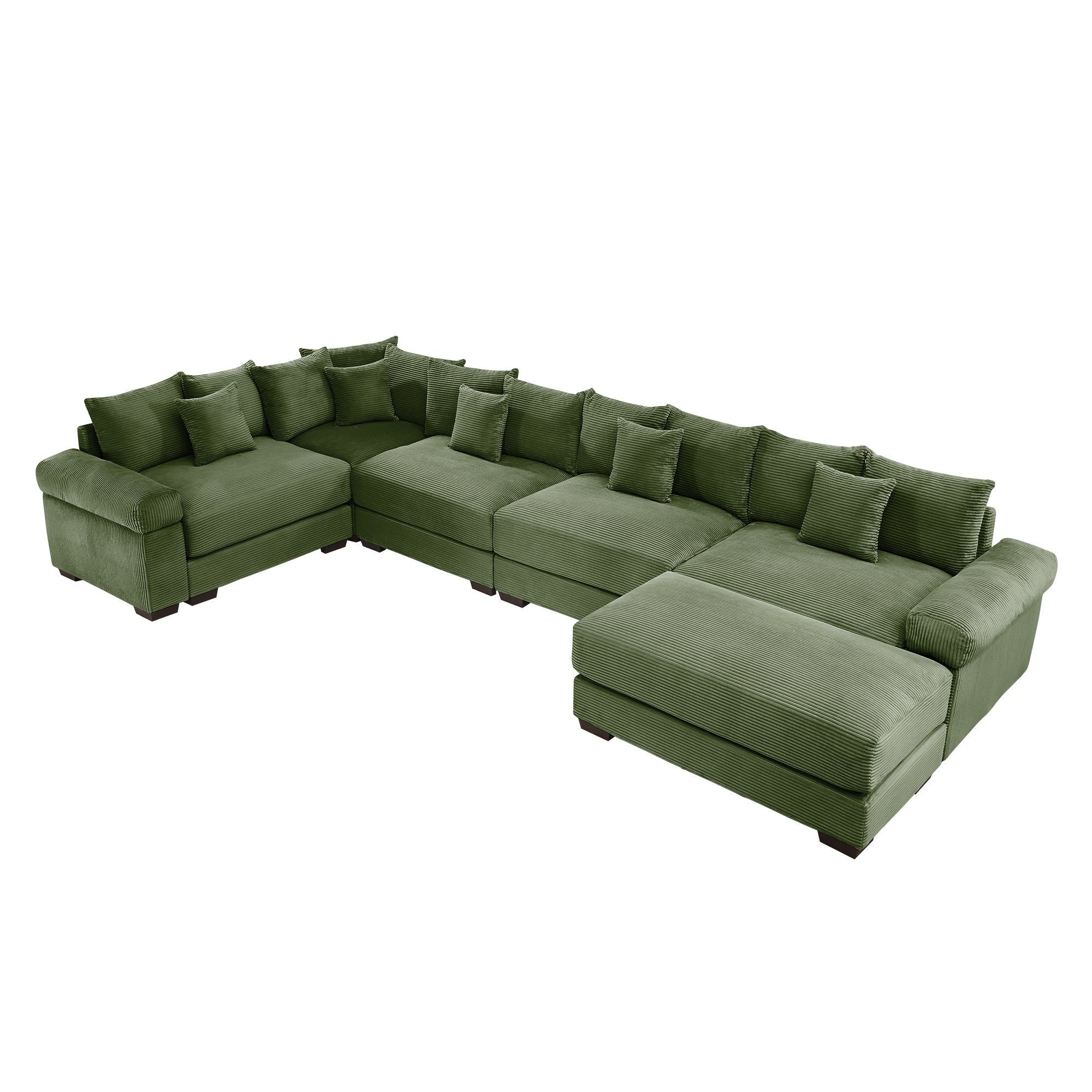 Albany 155" Modular Corduroy Oversized Cloud U-Shaped Sectional Sofa with Ottoman