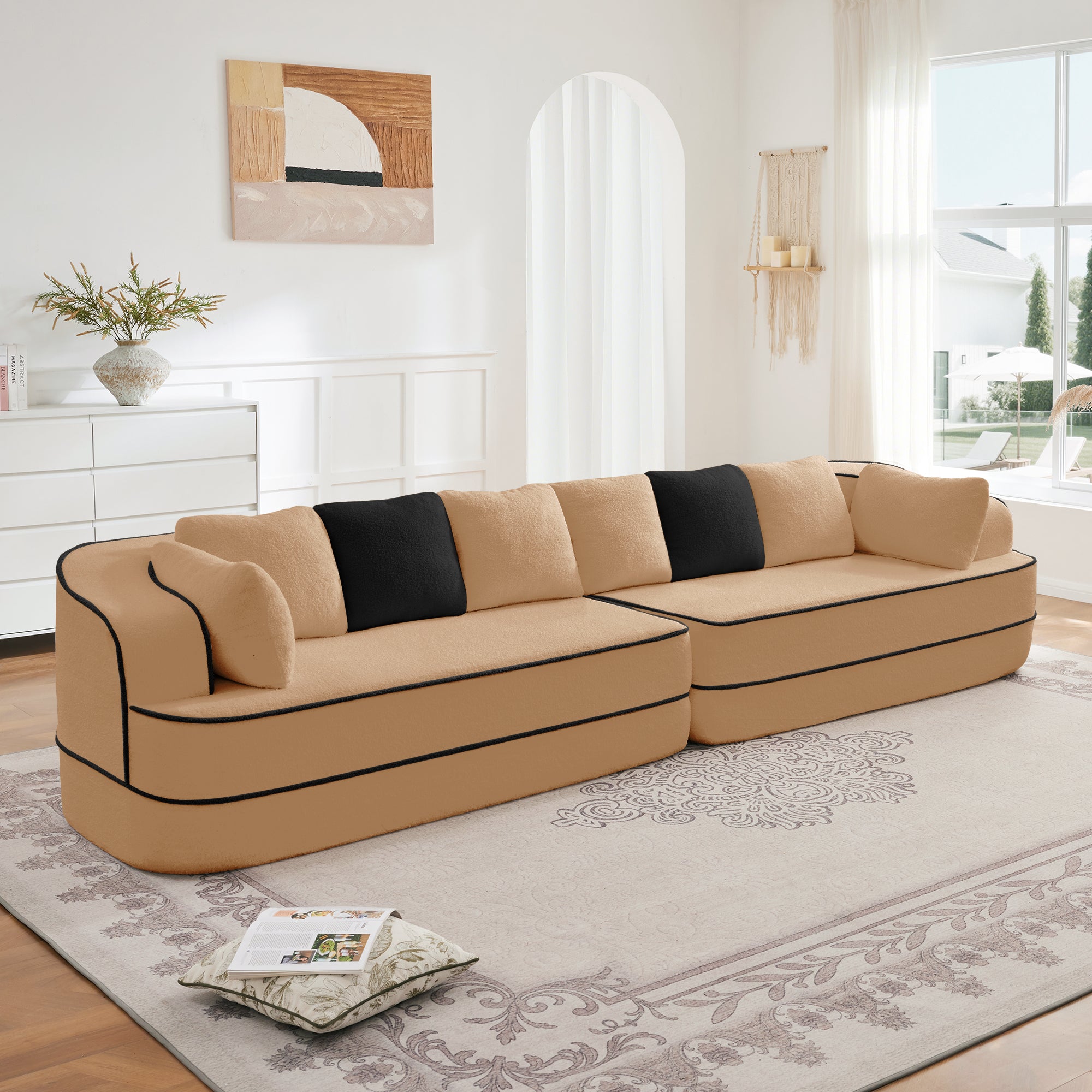 Gilbert 135" Teddy Fabric 4-Seat Oversized Modular Sofa