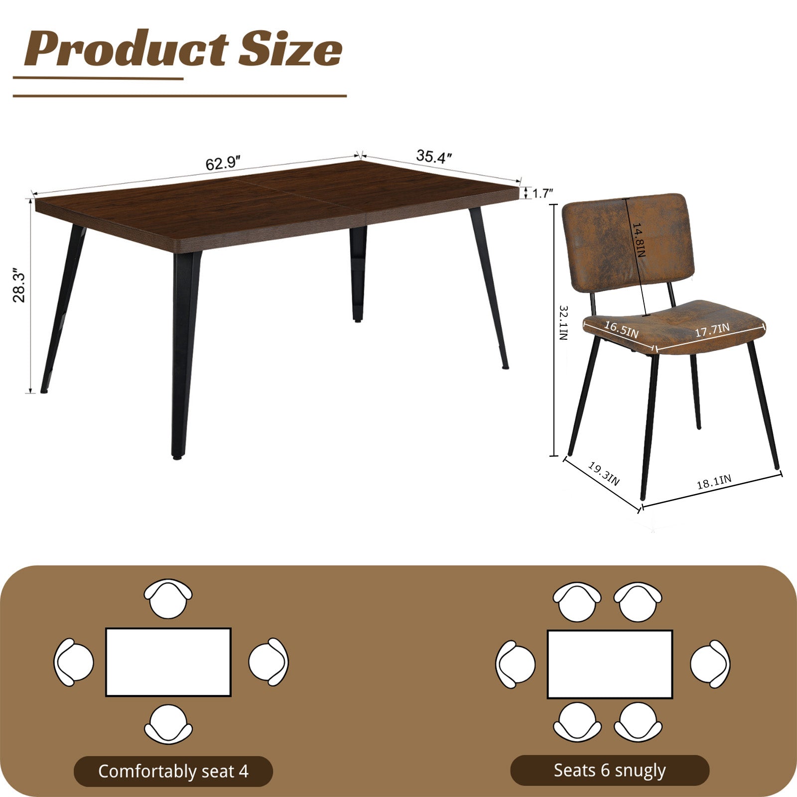 Stan 5 Piece Walnut & Pomona Upholstered Dining Set