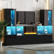 Ravine 75" Modern High Gloss Electric Fireplace TV Stand Black
