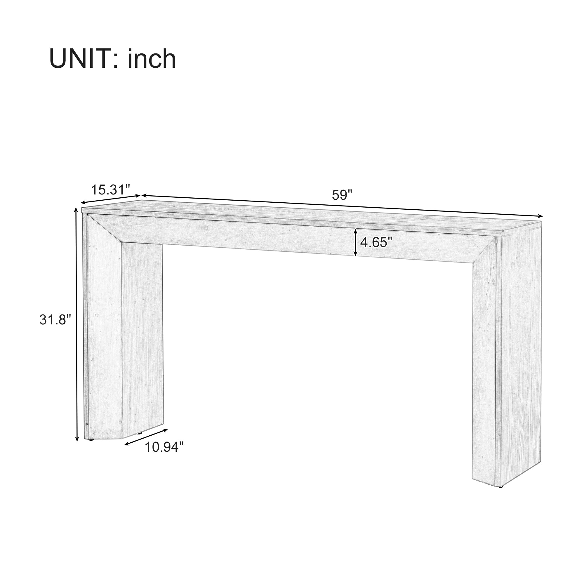 Elegant Console Table,Fireplace Design,Simple and Functional with High-Quality Wood Veneer Top ,Versatile for Hallway, Living Room
