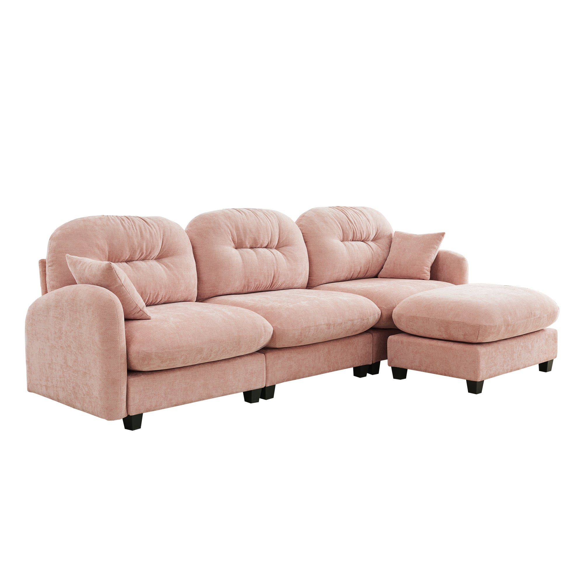 Roselyn 107" Modular Chenille Cloud L-Shaped Sectional Sofa with Ottoman