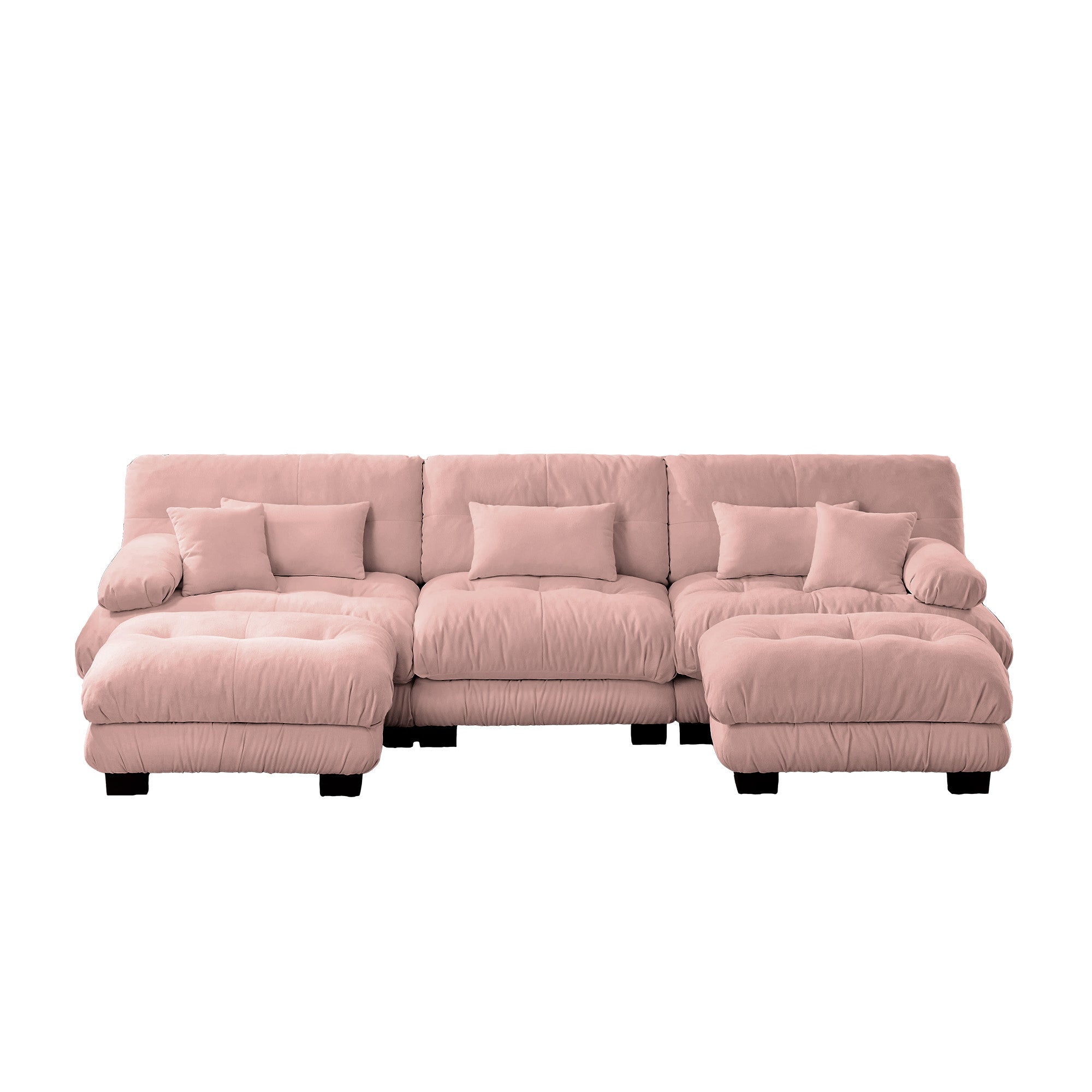 Monterey 134" Modular Chenille U-Shaped Cloud Sectional Sofa with 2 Ottomans