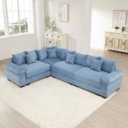 Albany 130" Modular Corduroy Cloud L-Shaped Sectional Sofa with Ottoman and Extra-Thick Armrests