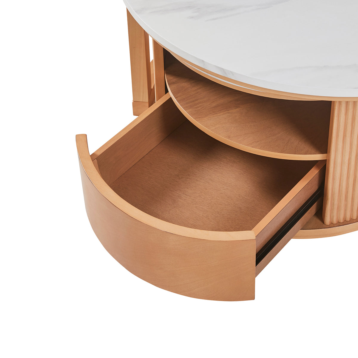 Imola 29" Marble Veneer Round Nesting Coffee Table Set with Storage Drawer