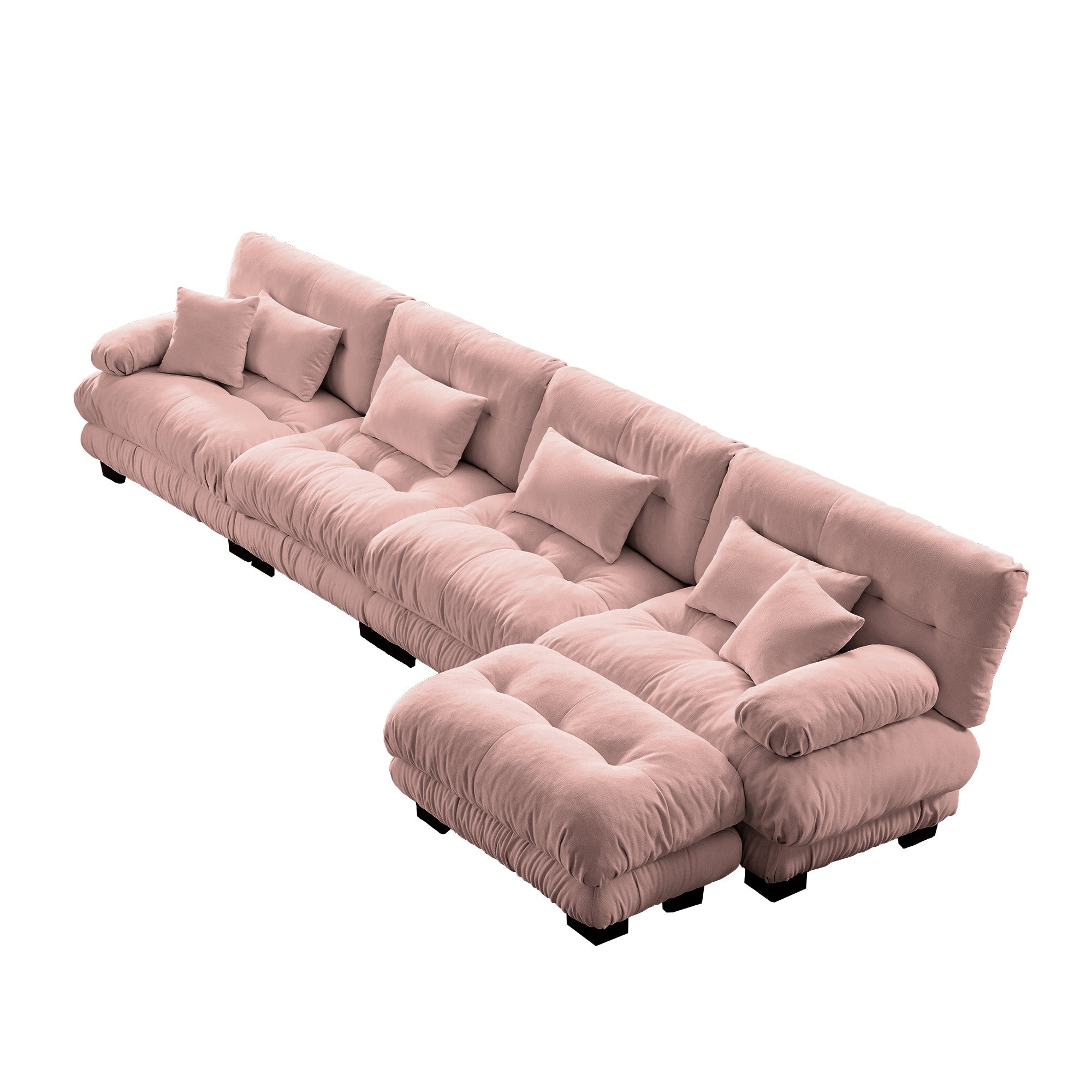 Monterey 173" Oversized Modular Chenille L-Shaped Cloud Sectional Sofa with Ottoman