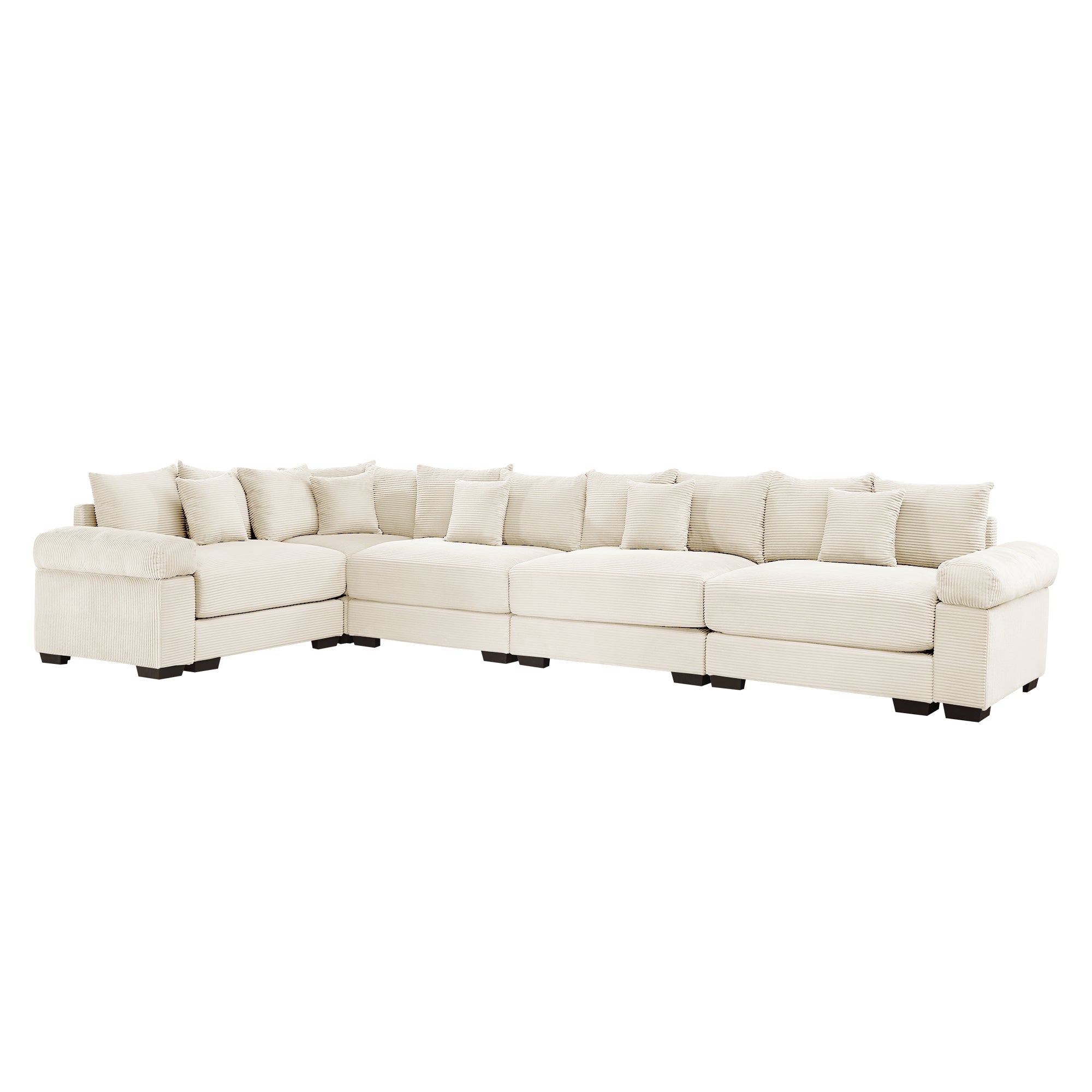 Albany 155" Modular Corduroy Oversized Cloud L-Shaped Sectional Sofa with Ottoman