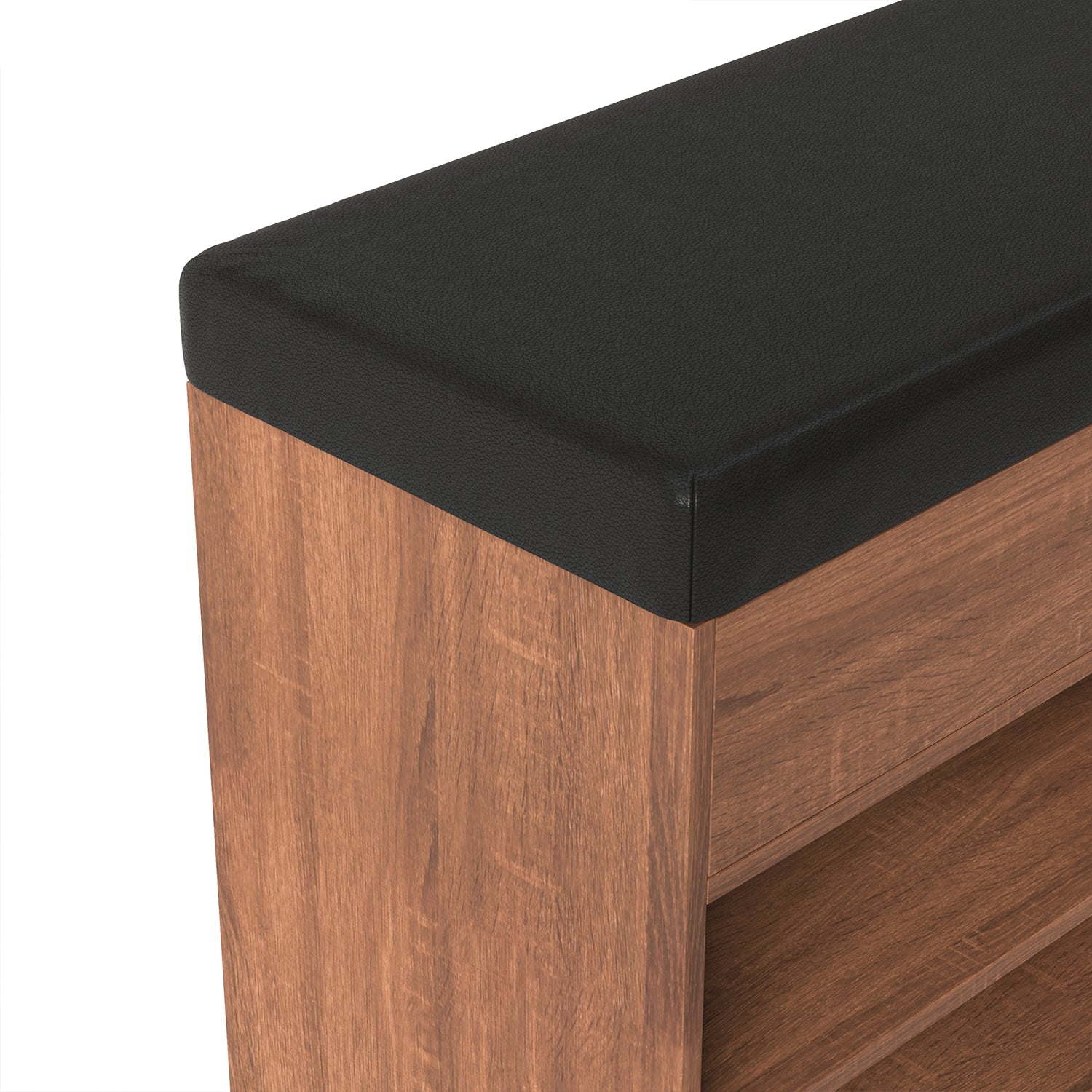 Homy Casa ERNEST 31.5” BROWN Shoe Storage Bench Open Box