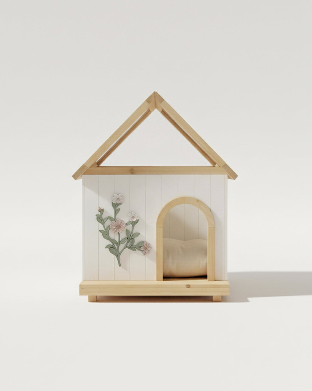 Homy Casa 24" x 22" x 32" Transparent Roof Pet House for Cats & Small Dogs, Indoor Cedar Shelter, White/Wood