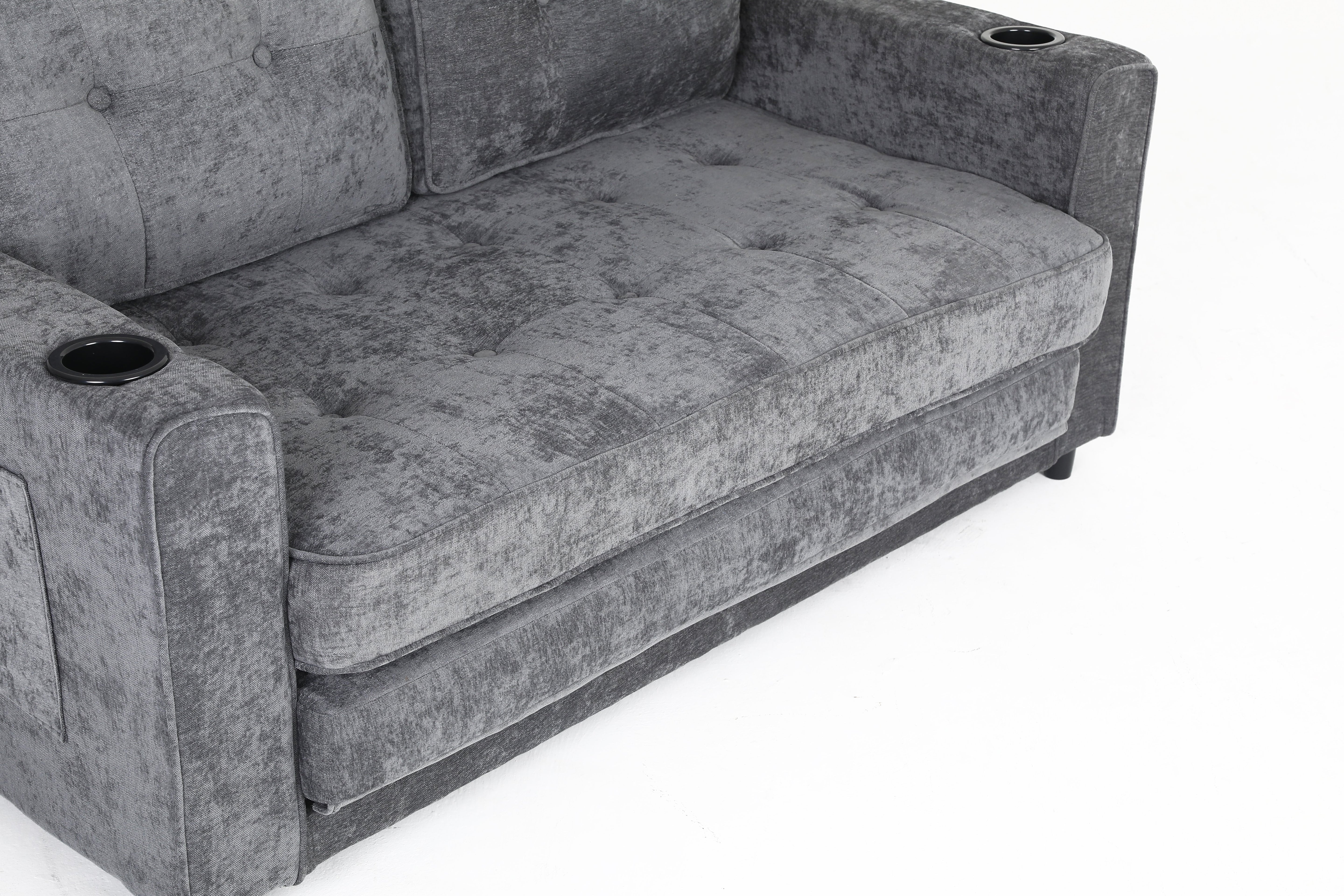 1-Pack Dark Gray 3-Fold Convertible Futon Sofa Bed, Modern Space-Saving Velvet Couch, Multi-Functional Sleeper with Storage Bags, Perfect for Small Living Rooms, Offices, Guest Spaces, Easy Assembly, Durable Comfort by HomyCasa