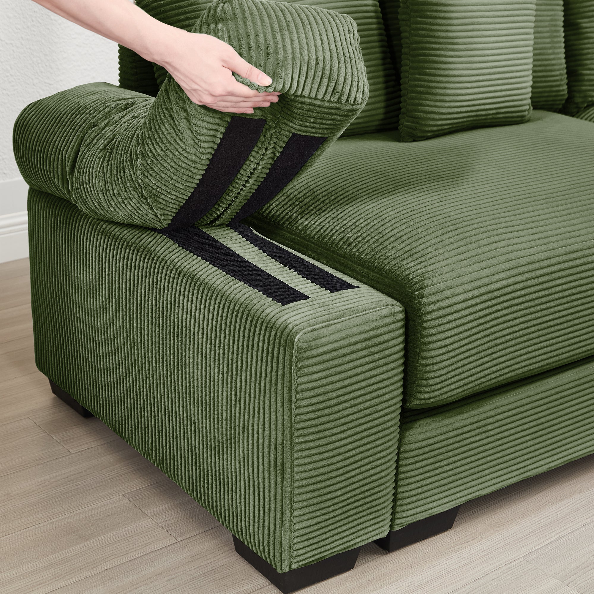 Albany 79" 3 Pieces Corduroy Modular Corner Sectional Sofa