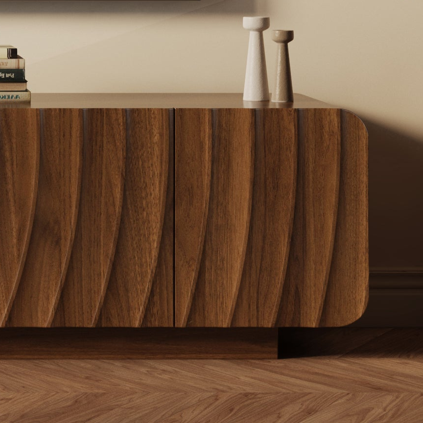 Grenoble 70'' Modern TV Stand with Storage Cabinets and Spiral Wave Design