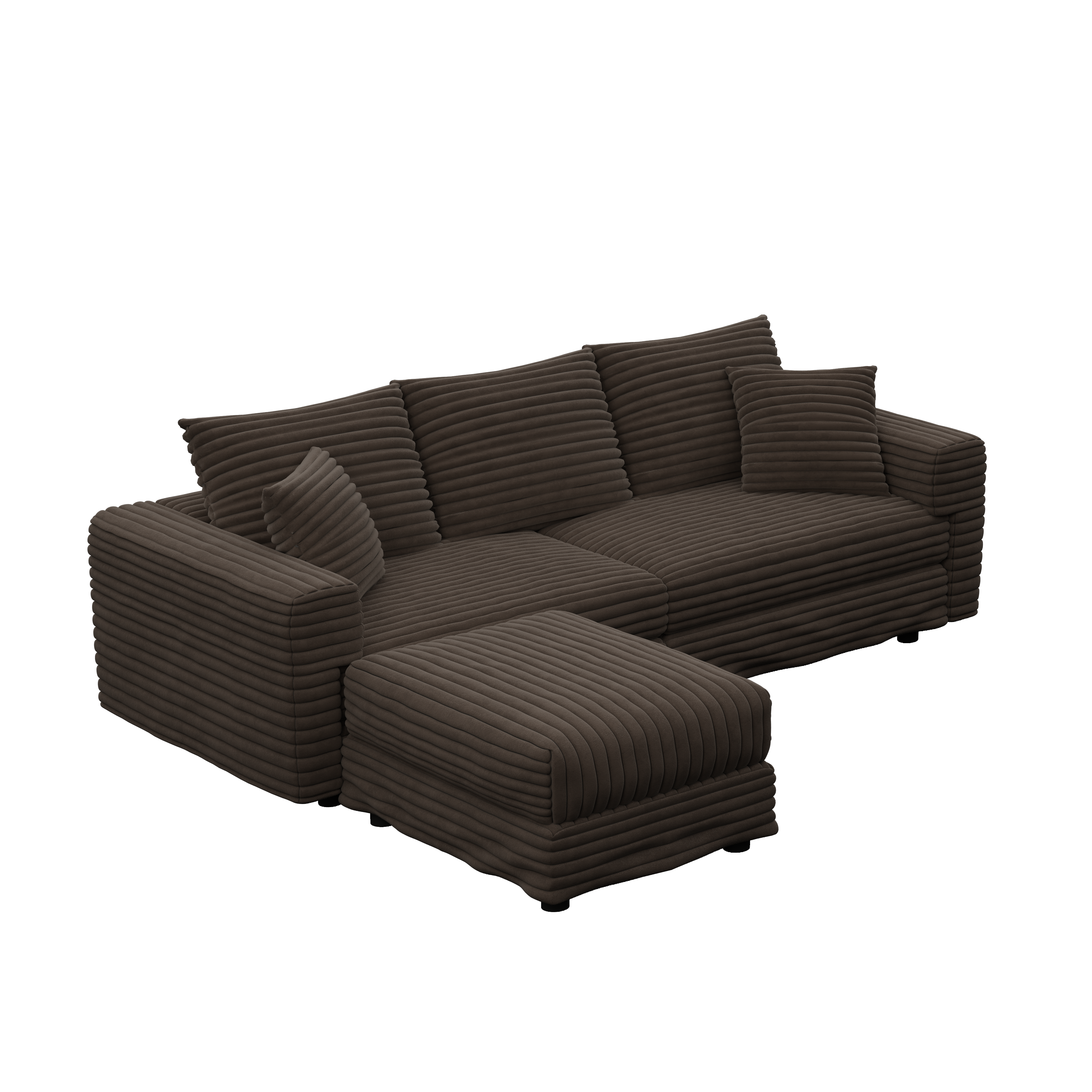 Norwalk 83" Modular Plush Corduroy L-Shaped Sectional Sofa with Movable Ottoman