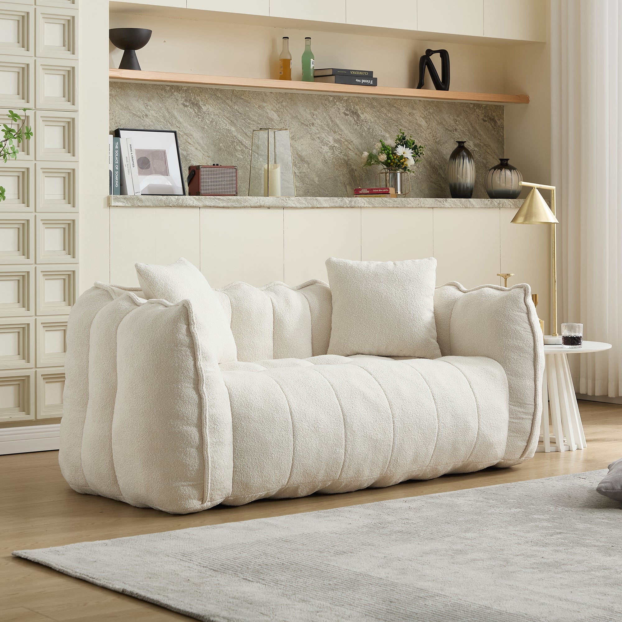 Pinecrest Modern Chenille Bean Bag Loveseat Sofa