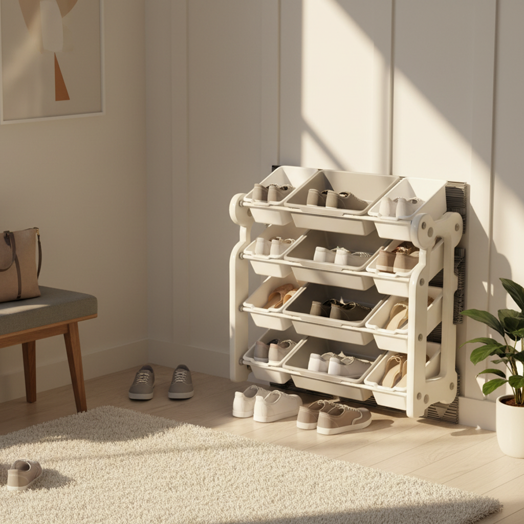 Nestly Multi-Bin Toy Organizer Cabinet, Grey/White