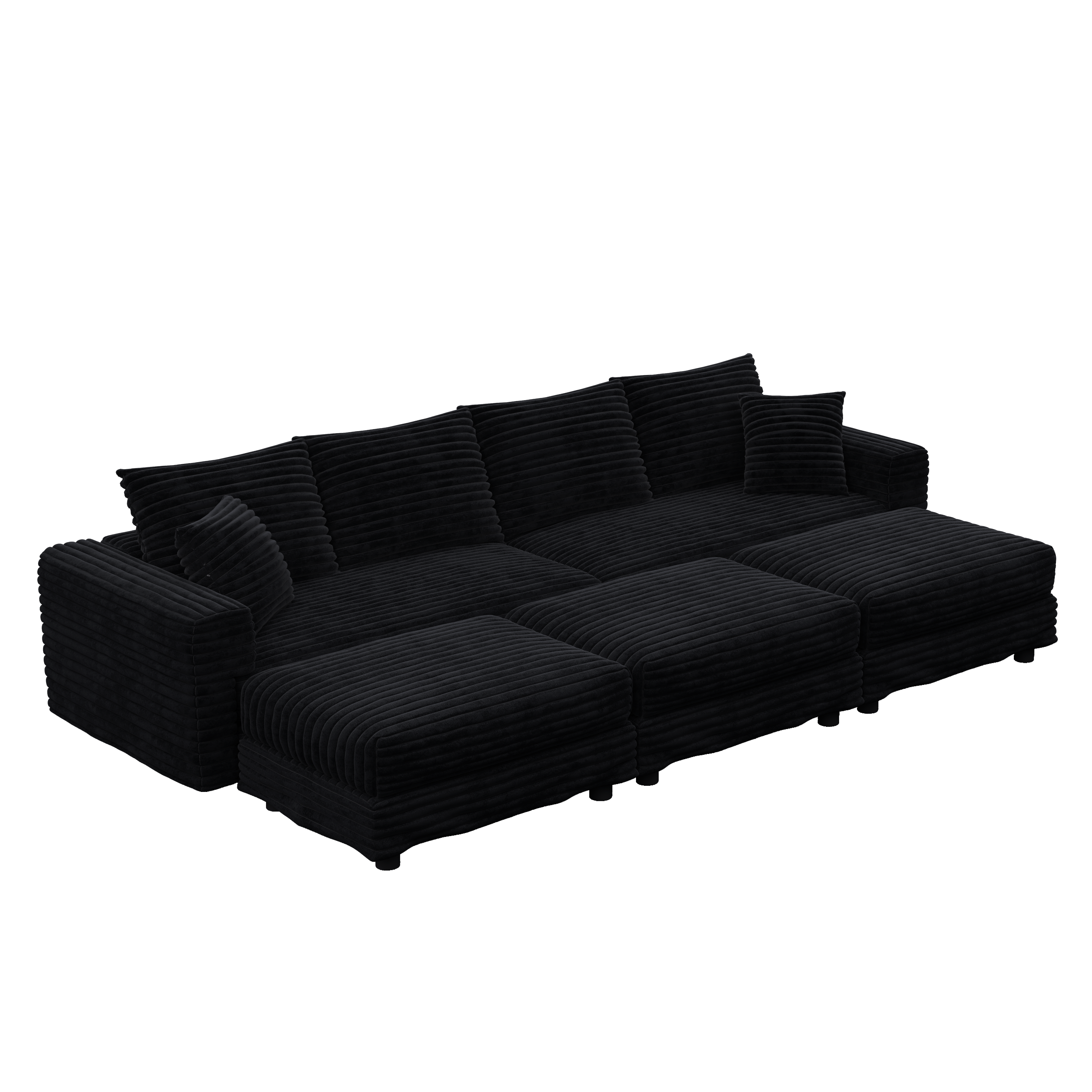 Norwalk 102" Modular Plush Corduroy Sectional Sofa with 3 Movable Ottomans