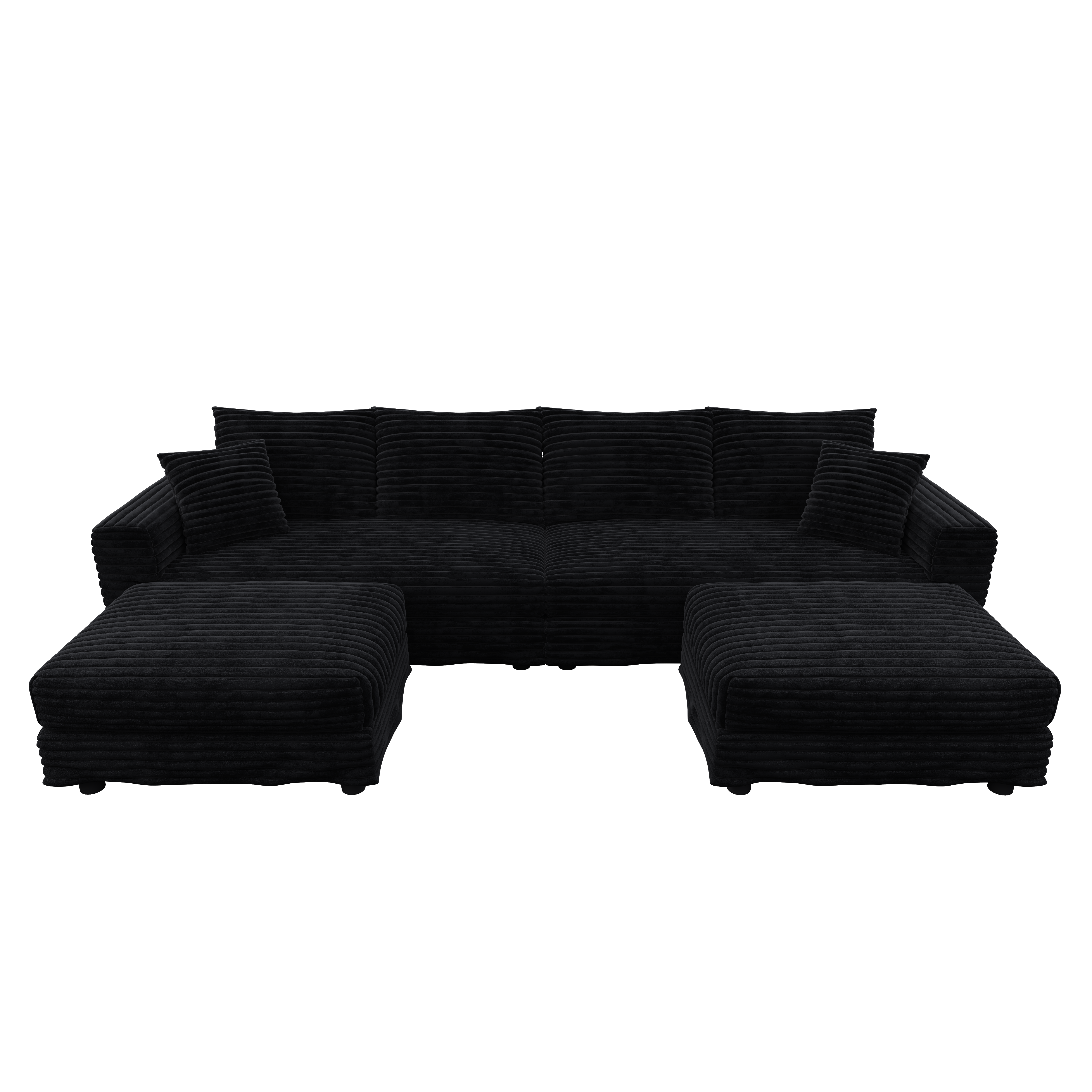 Norwalk 102" Modular Plush Corduroy U-Shaped Sectional Sofa with 2 Movable Ottomans