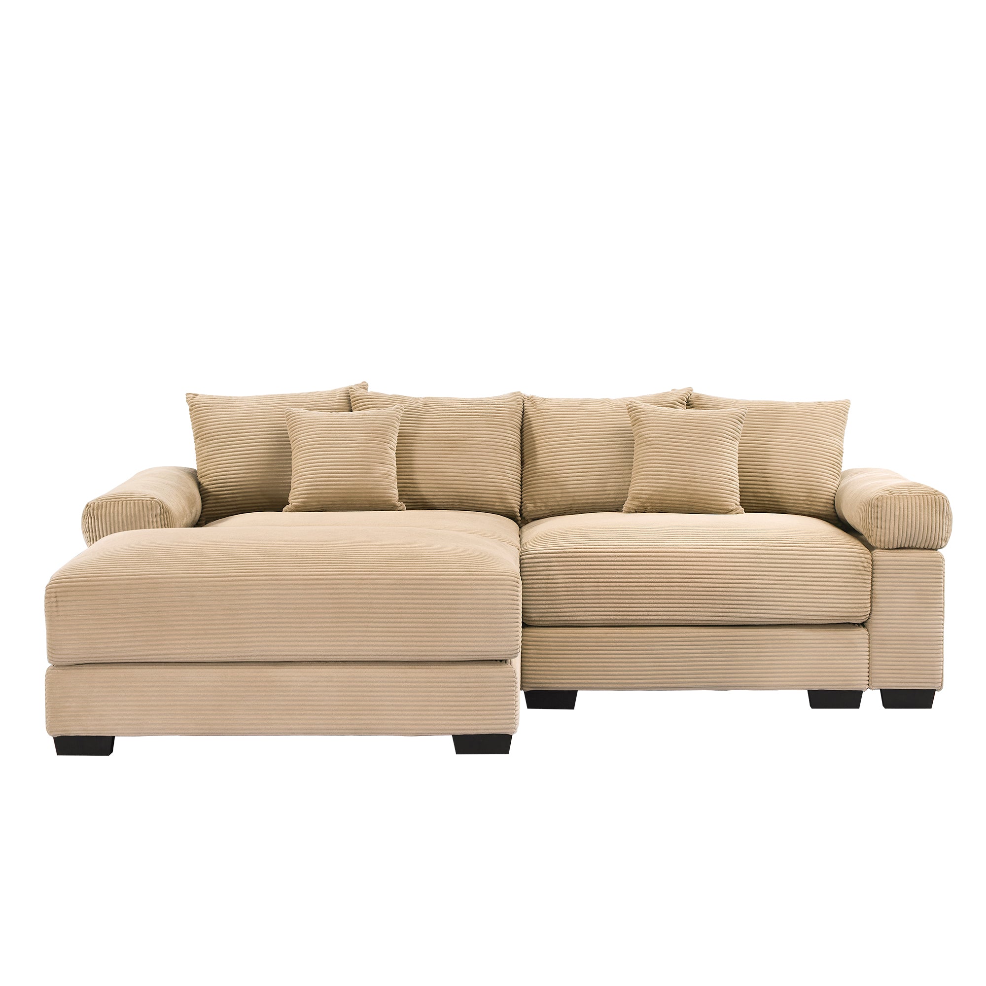 Albany 92" Modular Corduroy Cloud L-Shaped Sectional Sofa with Ottoman