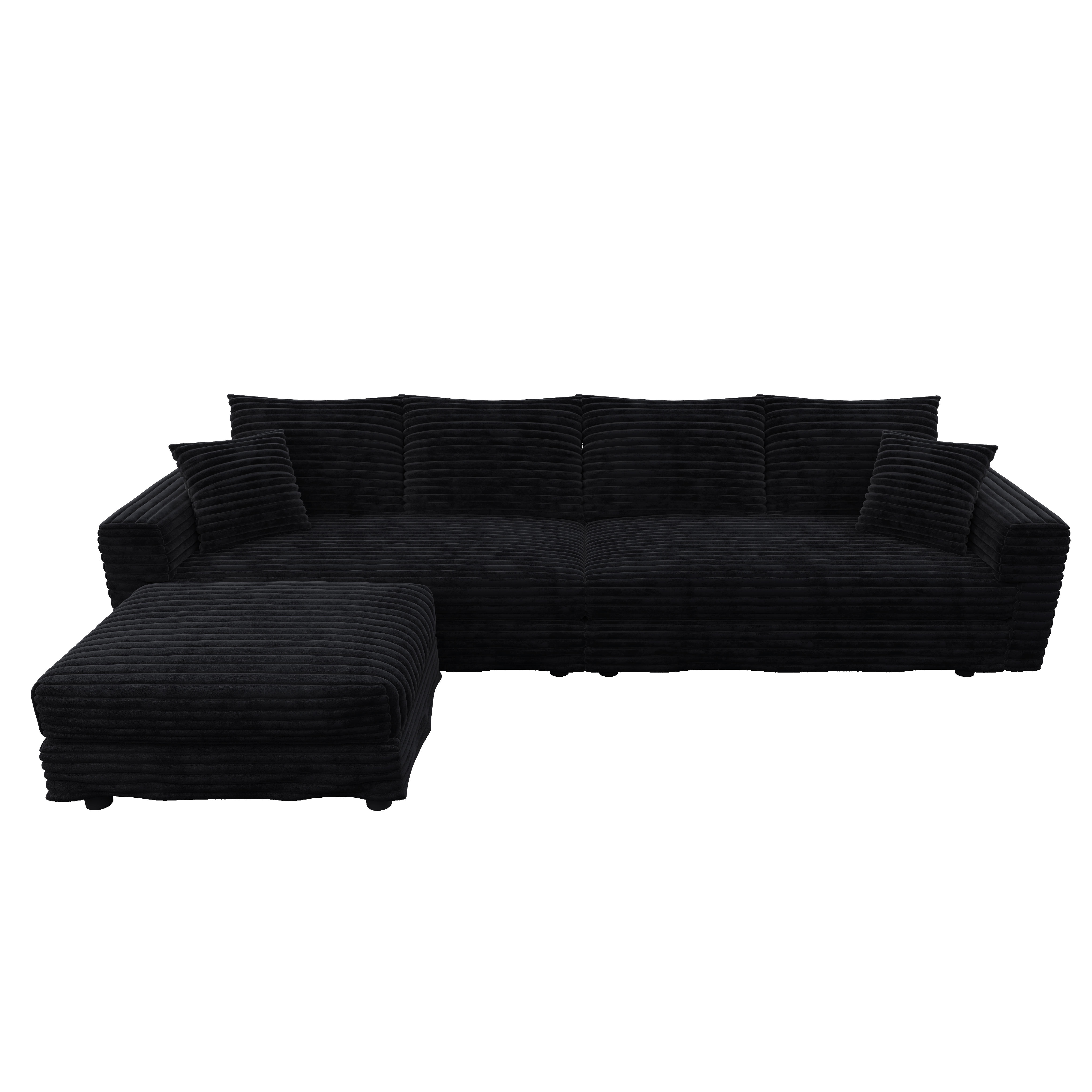Norwalk 102" Modular Plush Corduroy L-Shaped Sectional Sofa with Movable Ottoman