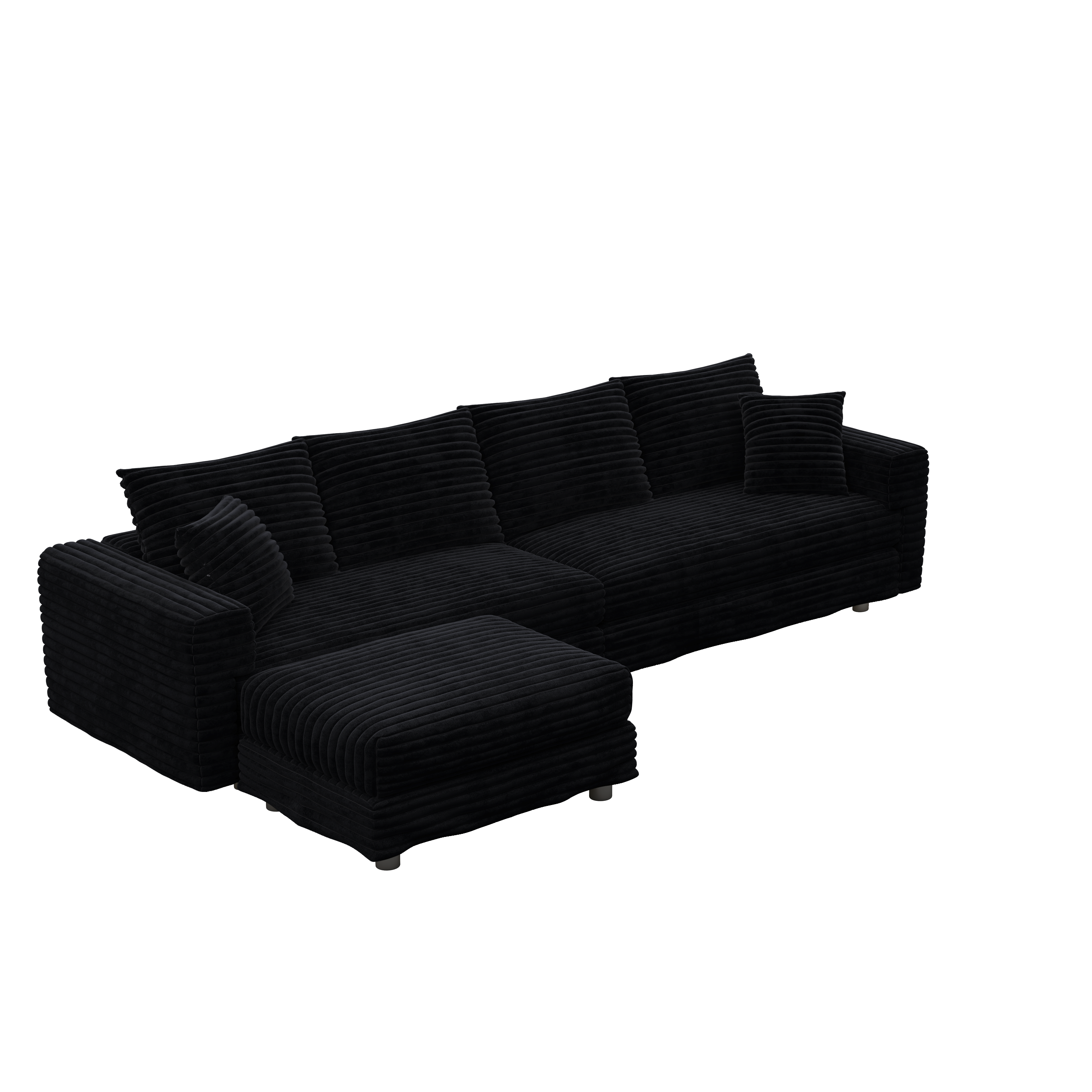 Norwalk 102" Modular Plush Corduroy L-Shaped Sectional Sofa with Movable Ottoman