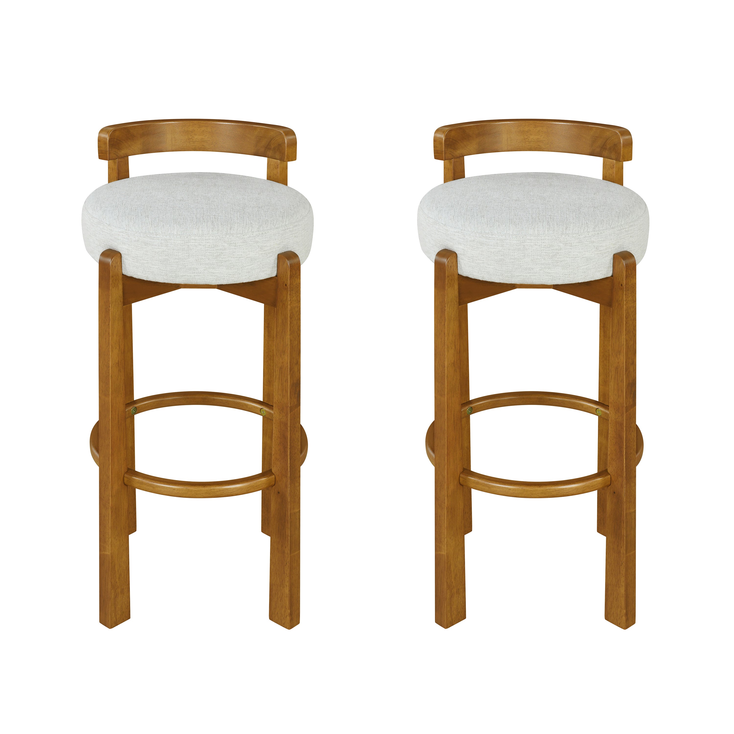 Etna 26" Rubberwood Counter Height Bar Stools with Upholstered Seats Set of 2