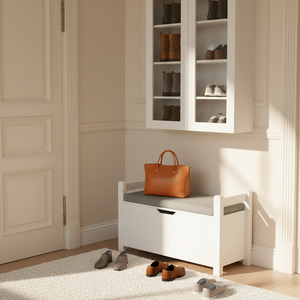 Brigton Wooden Storage Chest with Cushion Seat, White