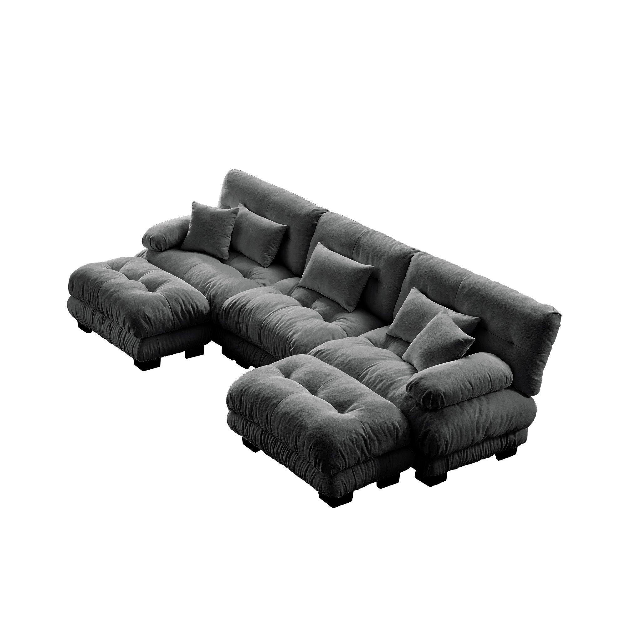 Monterey 134" Modular Chenille U-Shaped Cloud Sectional Sofa with 2 Ottomans