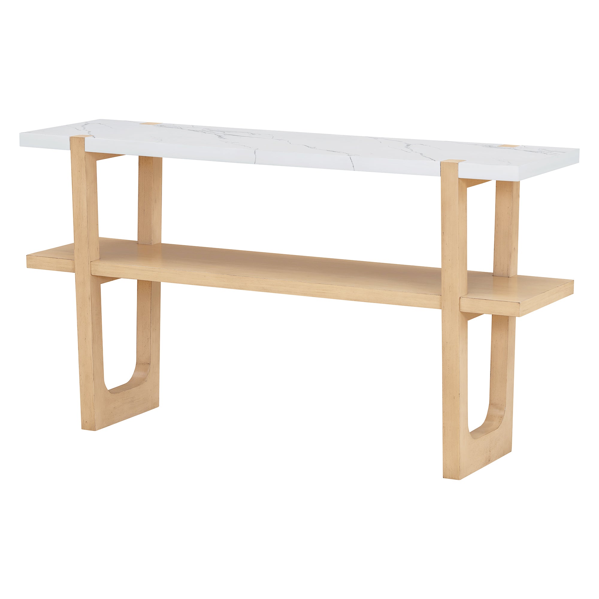 Ravenna Console Table Narrow Entryway Table with Open Shelf, Natural