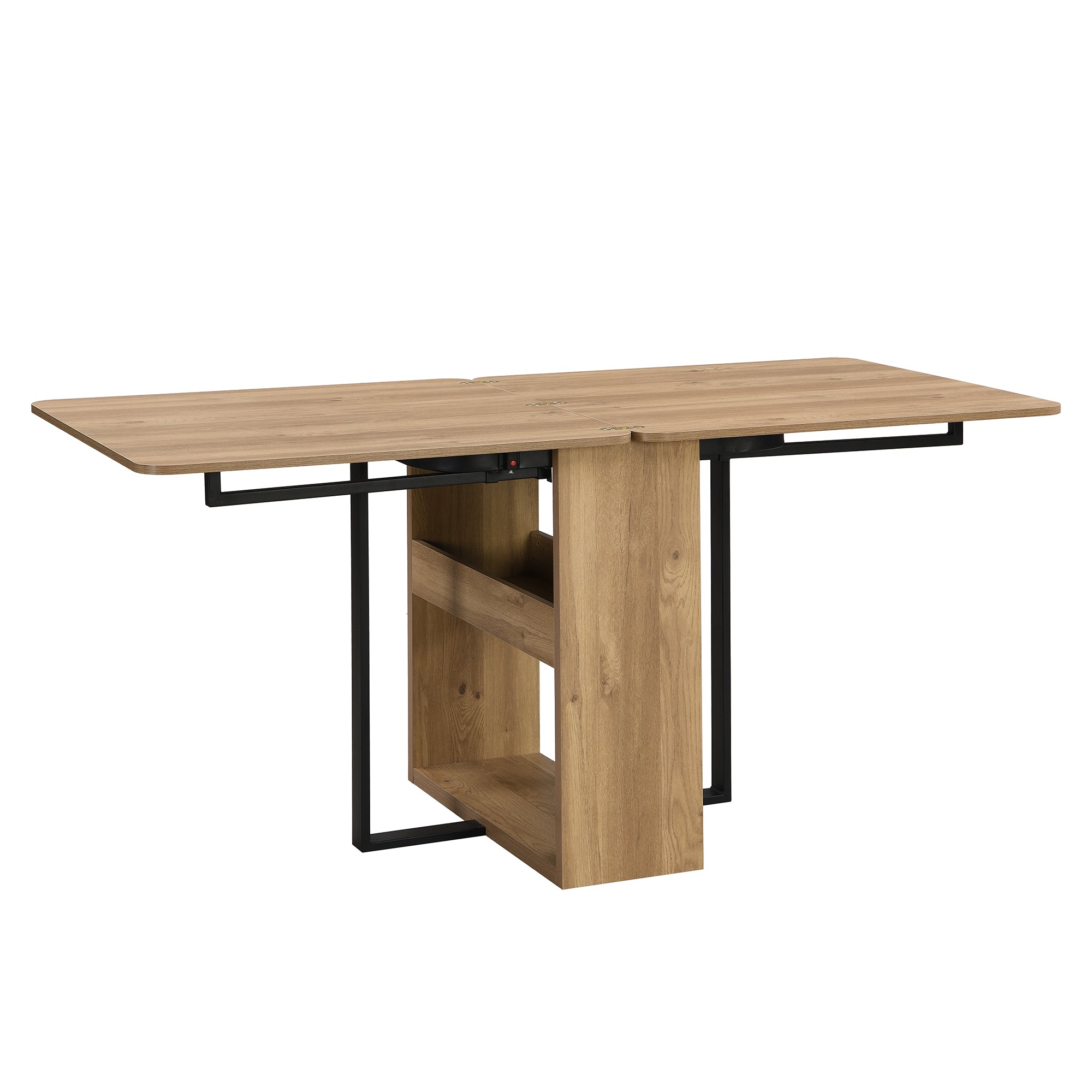 Lento 63" Modern Black 5 Piece Extendable Dining Table Set with Storage and Chairs