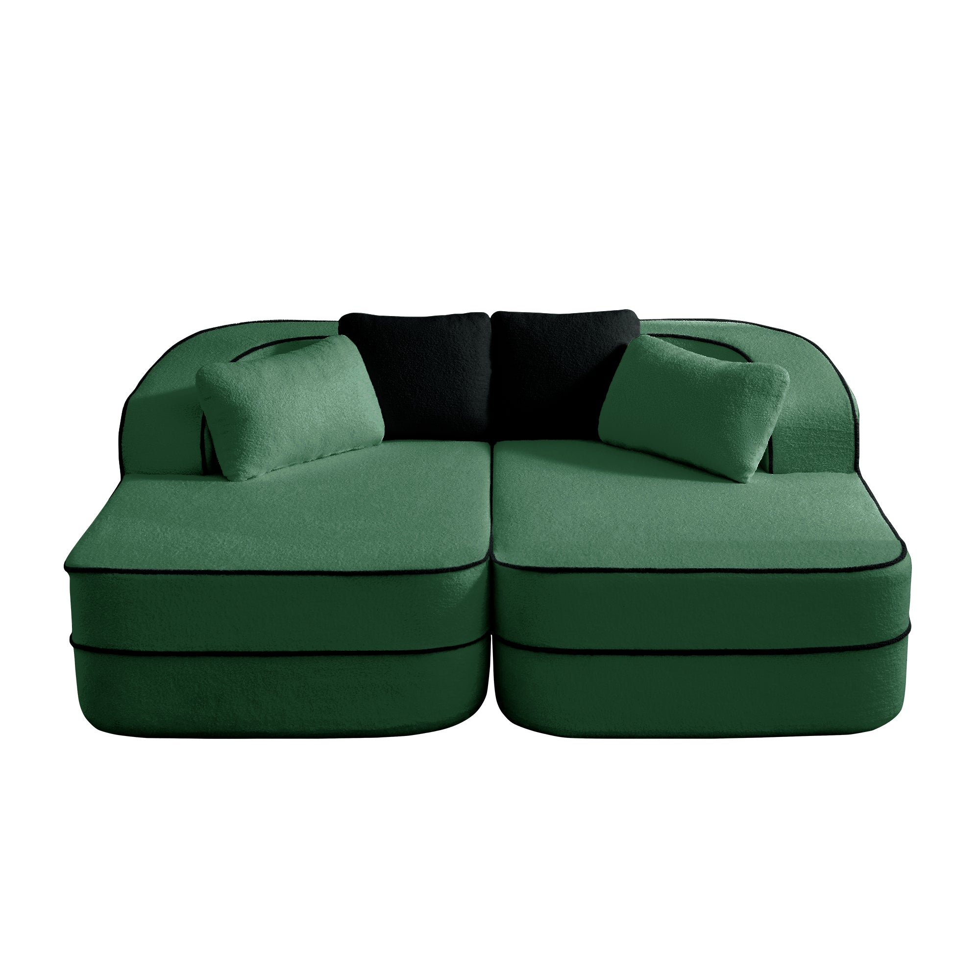 Gilbert 77.2" Teddy Fabric Sofa-in-a-Box with Double Chaise