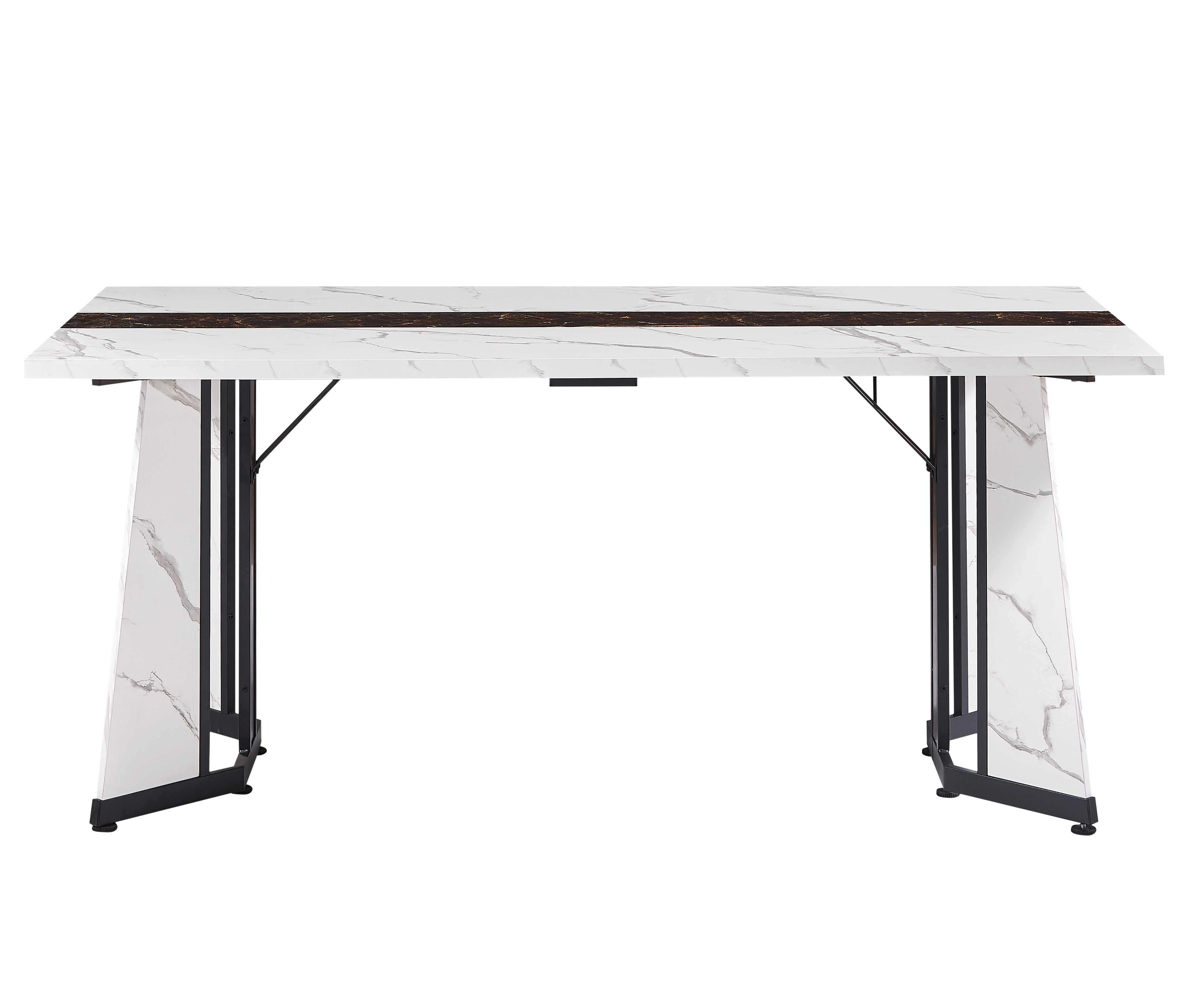 Arden 70.9" Modern White Marble Dining Table for 8 People with Adjustable Legs