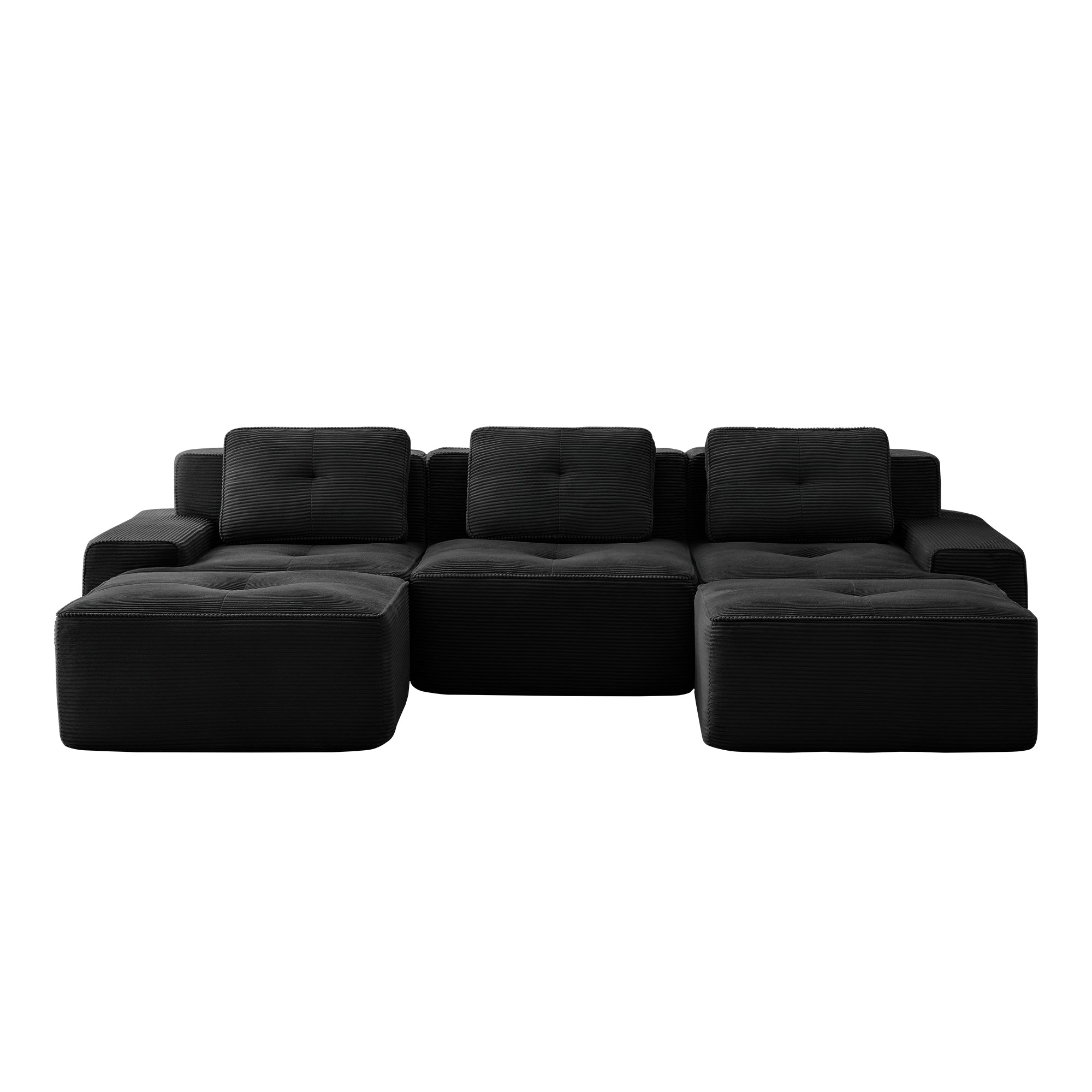 Racine 117" Modular Corduroy Fabric U-Shaped Sectional Sofa with Deep Seat and Movable Ottoman