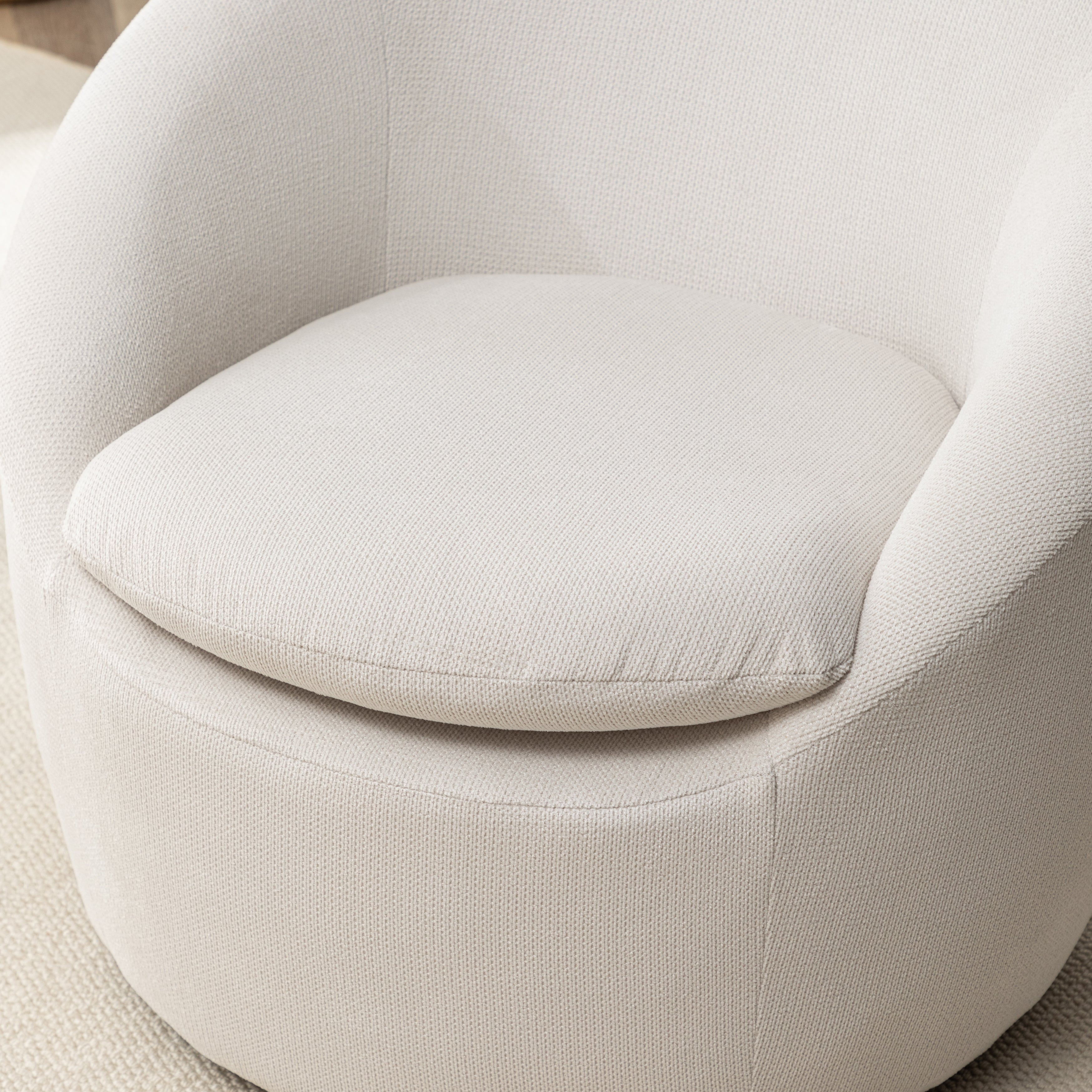 Homy Casa Eloa 29.5" Modern Beige Teddy Fabric Swivel Barrel Chair