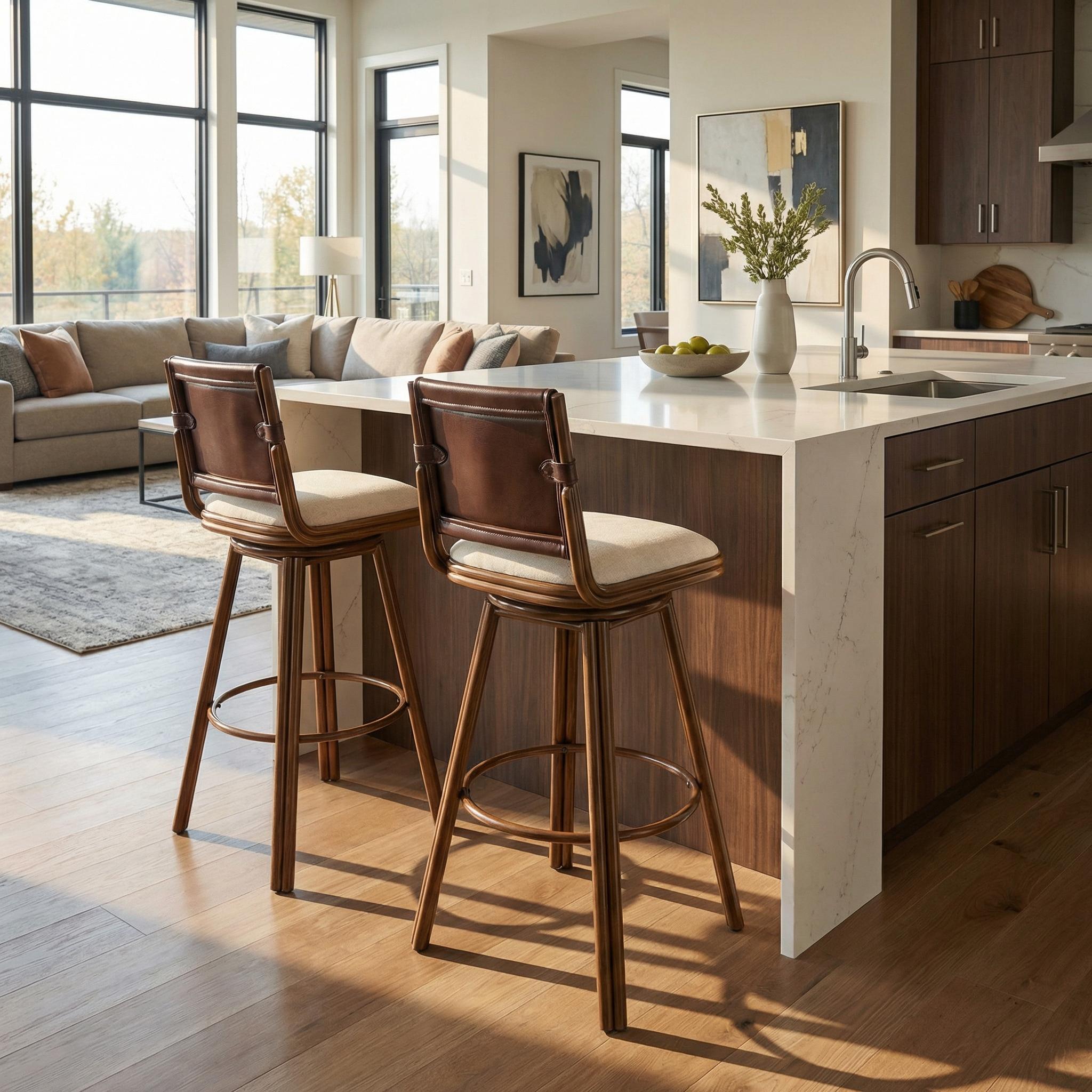 Sonoma 29" Swivel Counter Height PU Leather Upholstered Bar Stools Set of 2