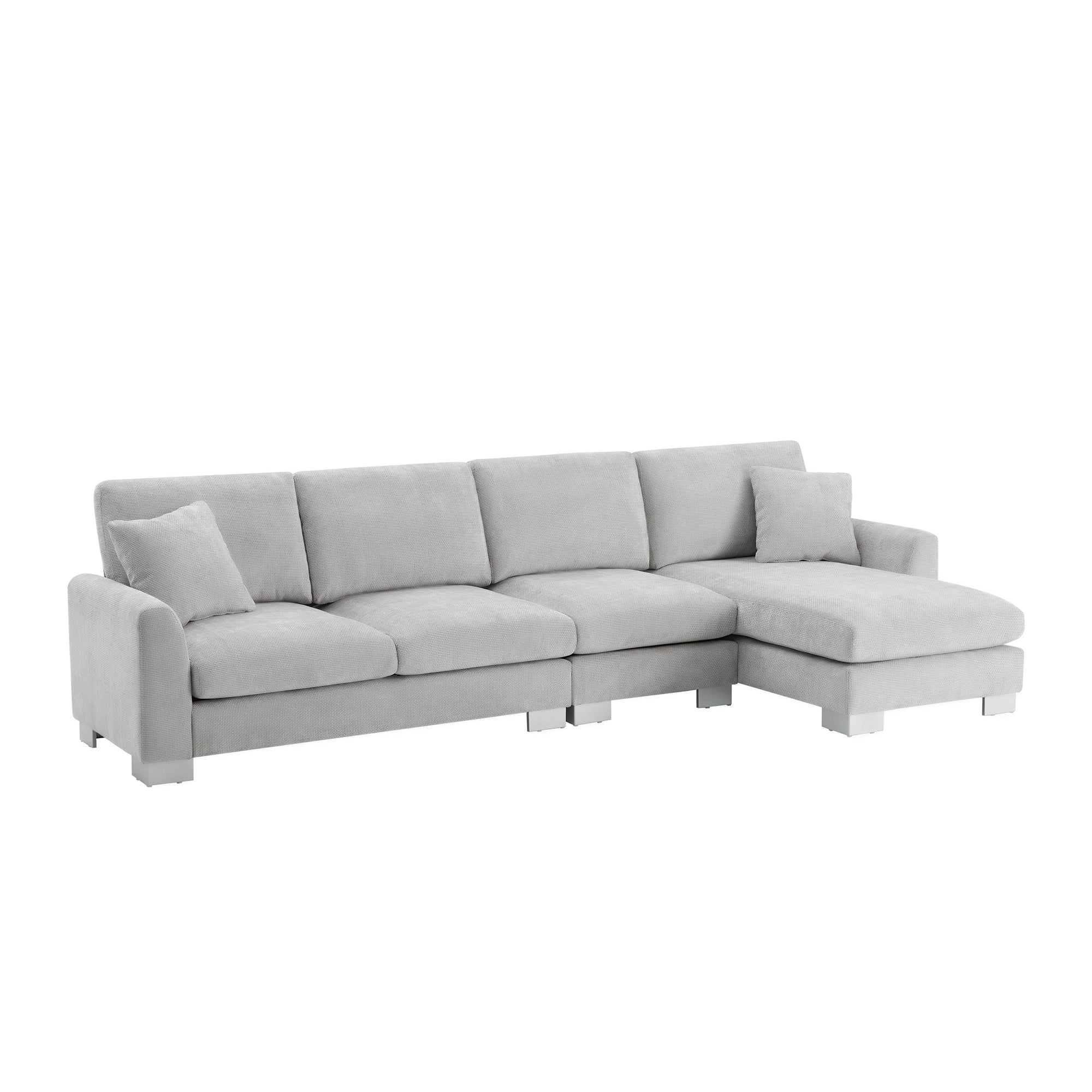 Stockholm 119" Modern Chenille L-Shaped Sectional Sofa with Chaise