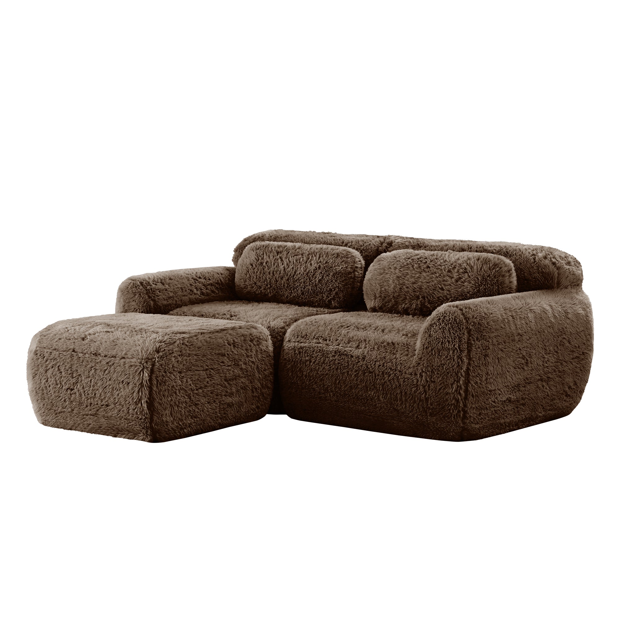 Durham 80" Modular Plush Cloud L-Shaped Loverseat Sofa with Ottoman