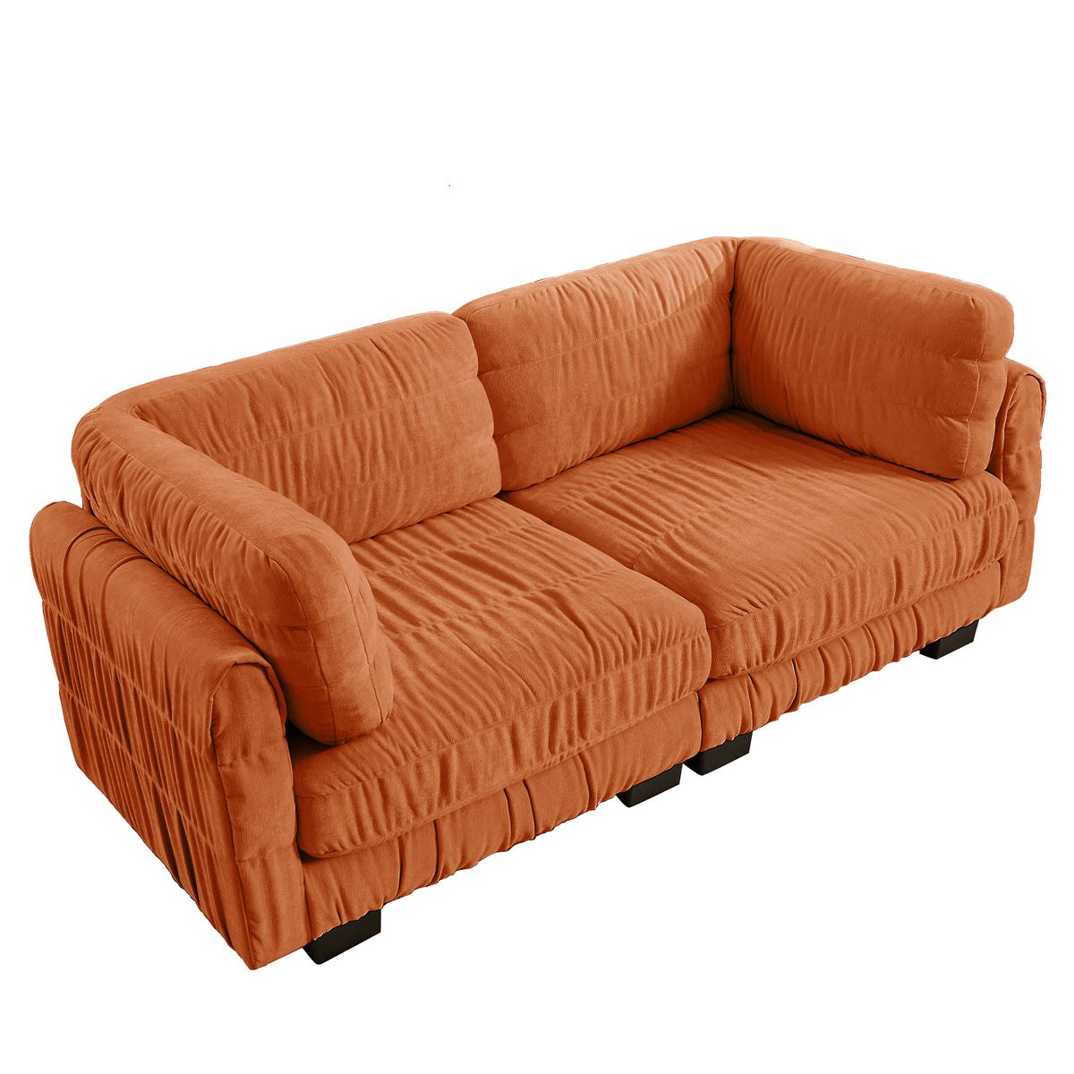 Reston 79" Modular Chenille Loveseat Sofa with Ruched Detailing