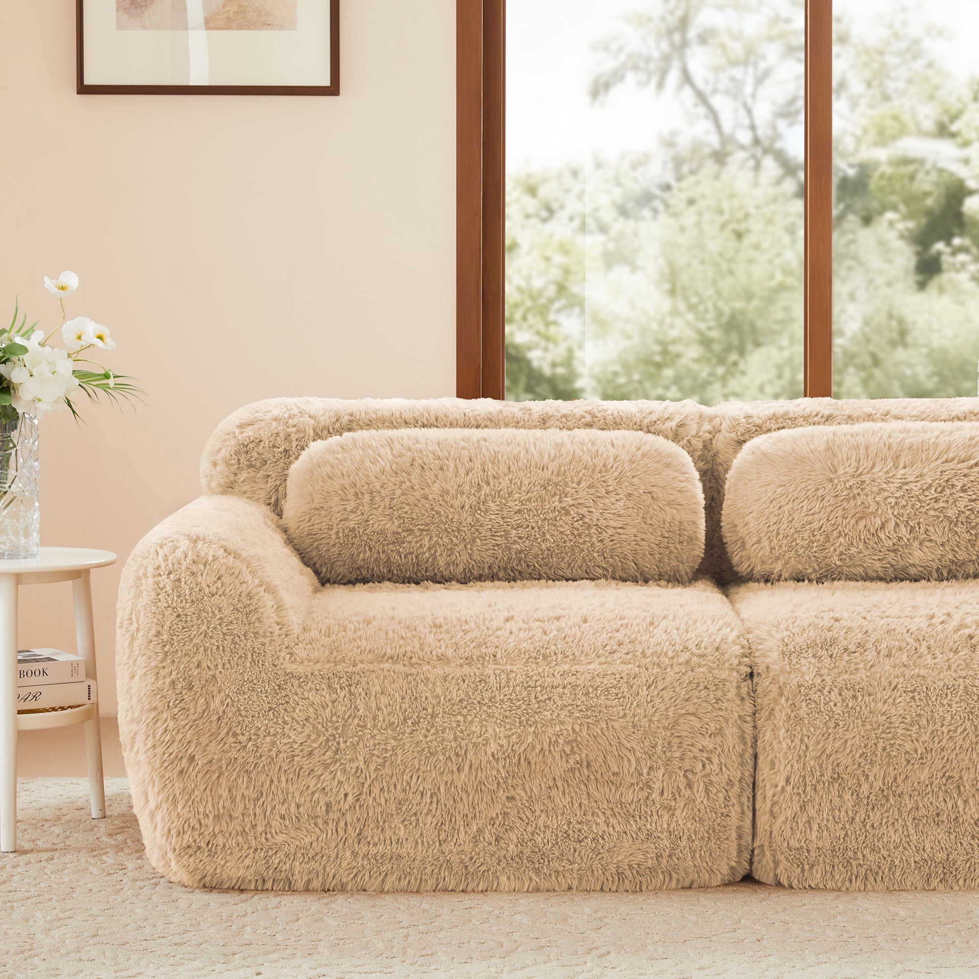 Durham 80" Modular Plush Cloud L-Shaped Loverseat Sofa with Ottoman