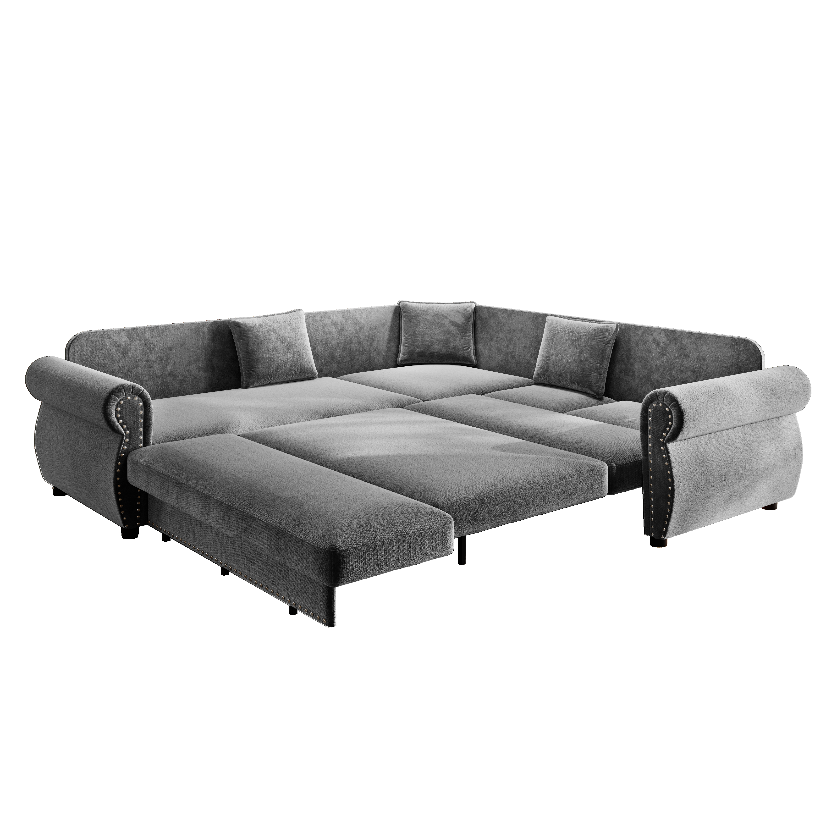 Buffalo 88" Chenille L-Shaped Sectional Sleeper Sofa