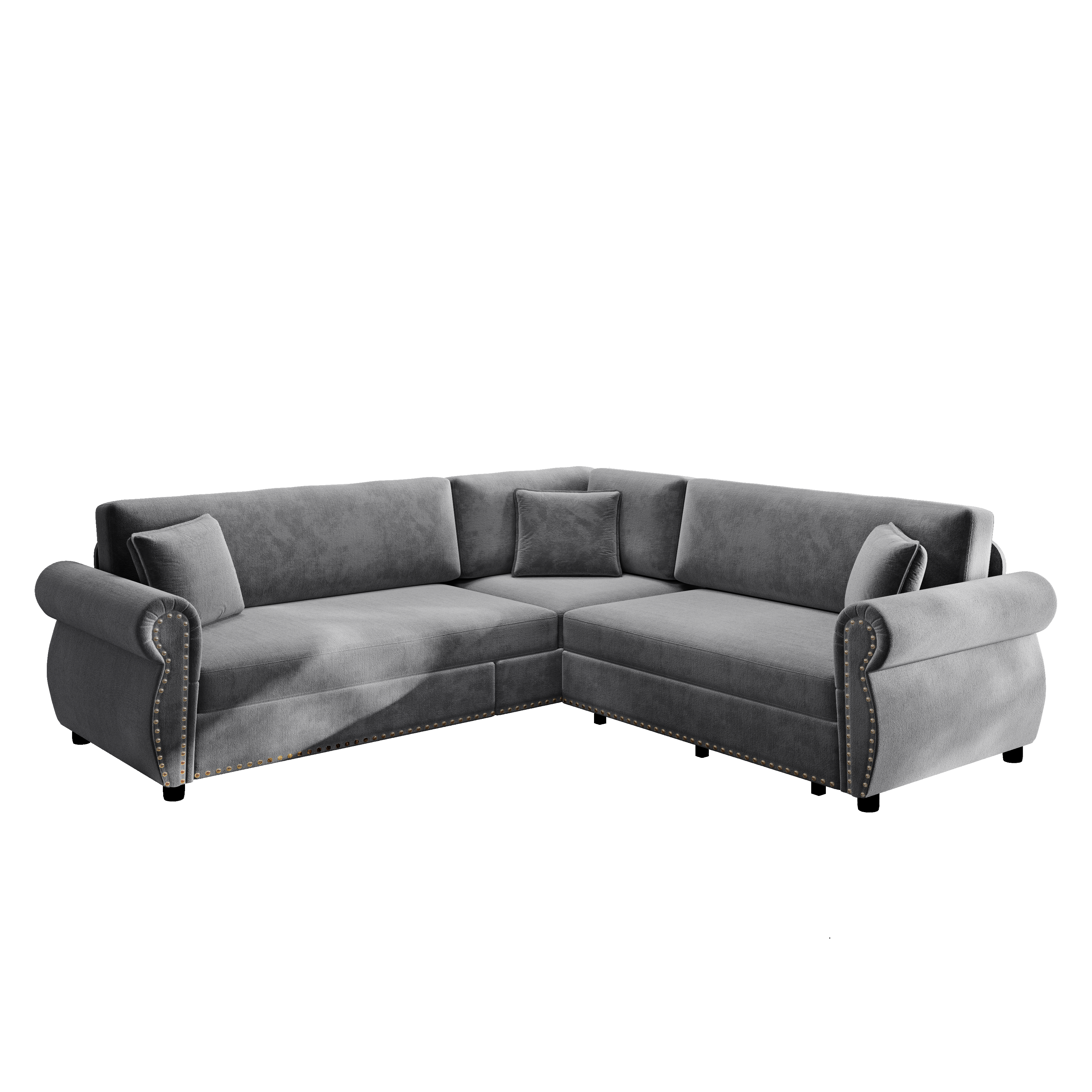 Buffalo 88" Chenille L-Shaped Sectional Sleeper Sofa
