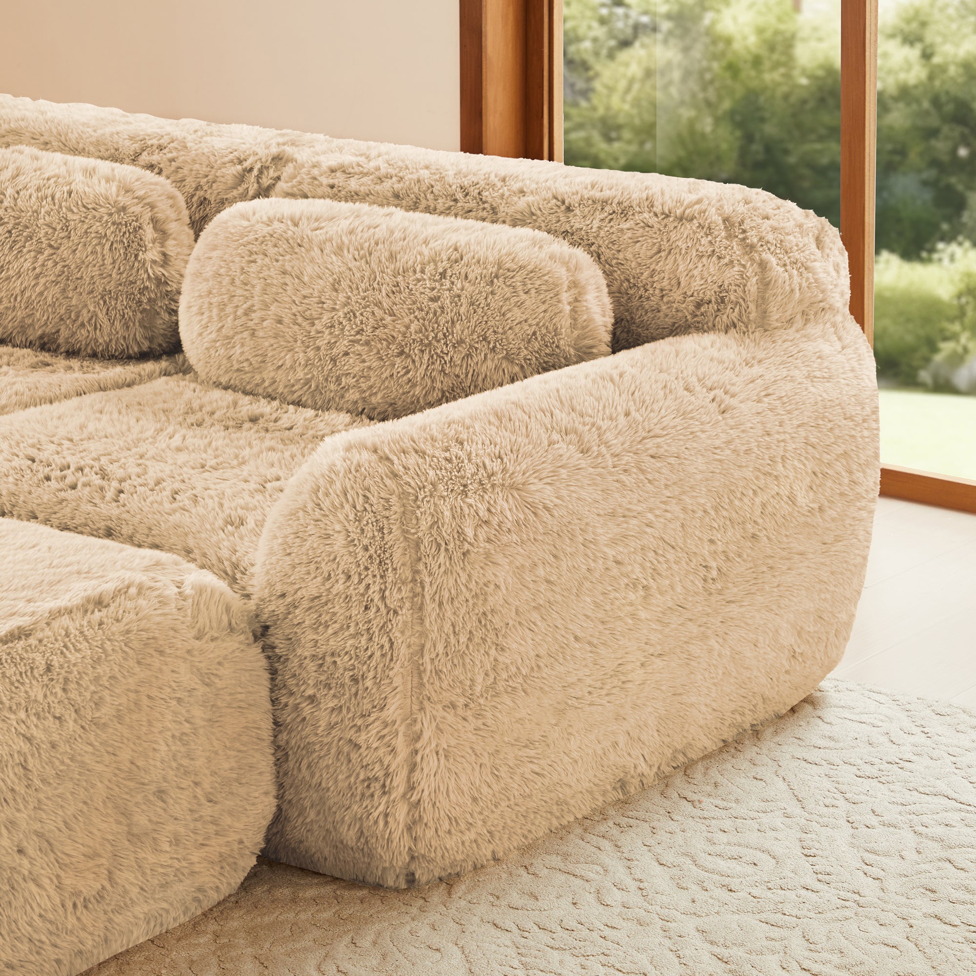 Durham 80" Modular Plush Cloud L-Shaped Loverseat Sofa with Ottoman