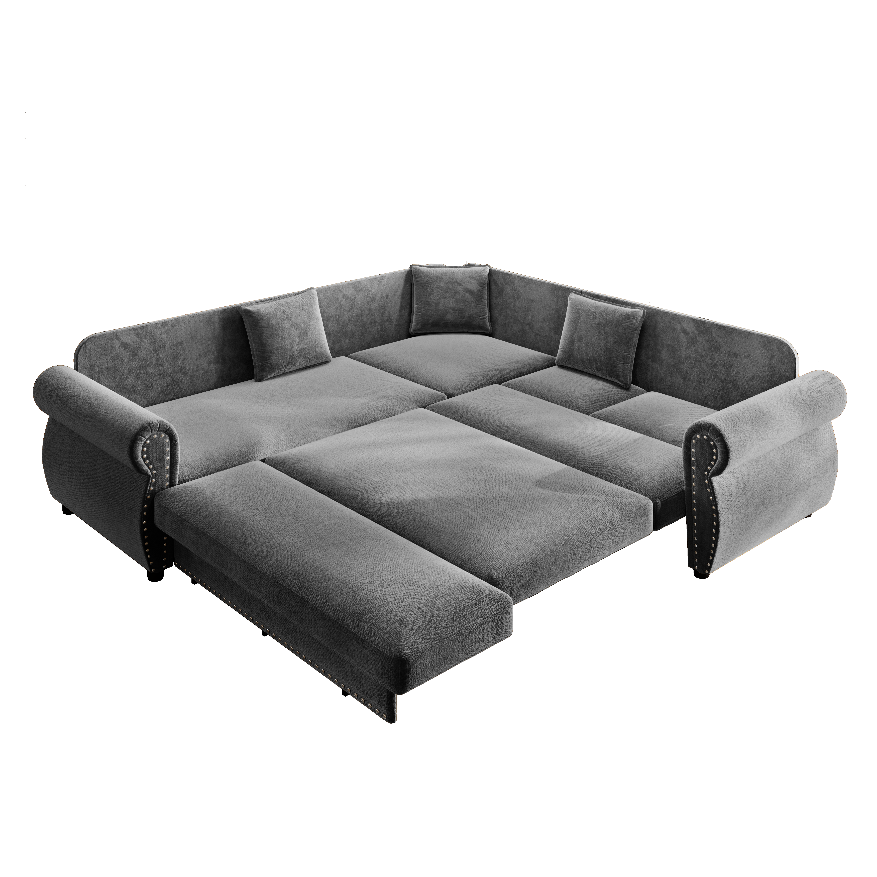 Buffalo 88" Chenille L-Shaped Sectional Sleeper Sofa
