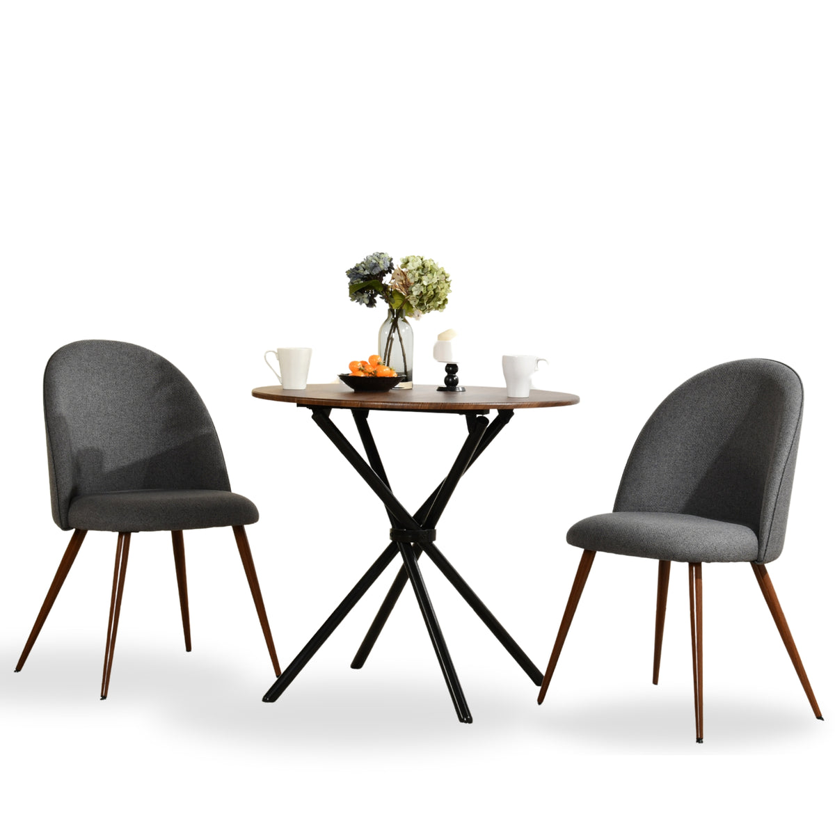 Fontana 3 Piece Brown Dining Table Set with 2 Haven Upholstered Chairs