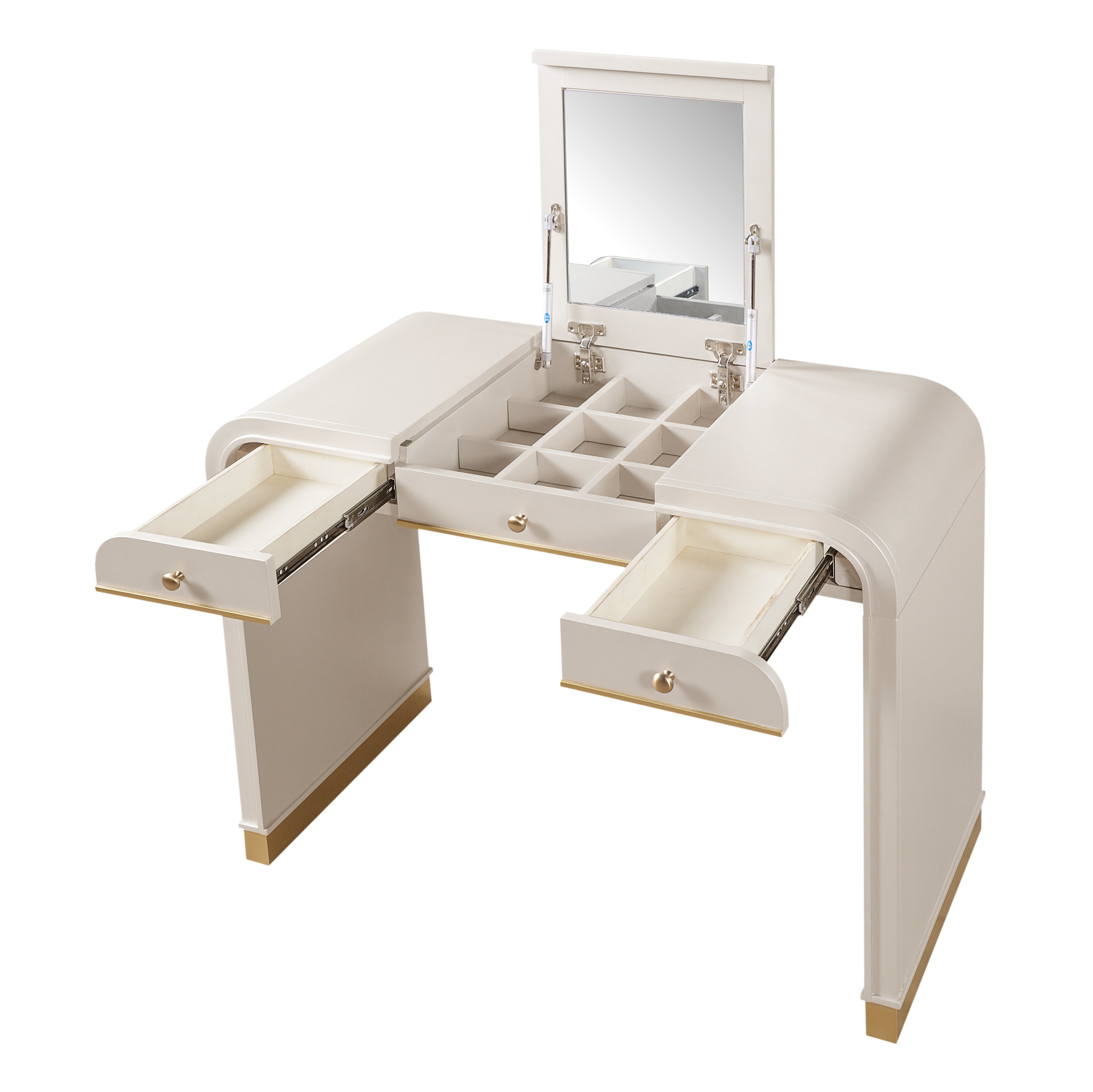 Hilma 38.8" Makeup Vanity Set with Flip-Top Mirror and Hidden Storage